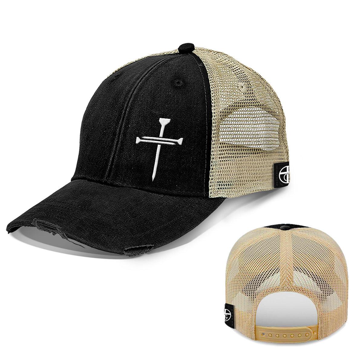 Nail Cross Lower Left Trucker Hats | Our True God