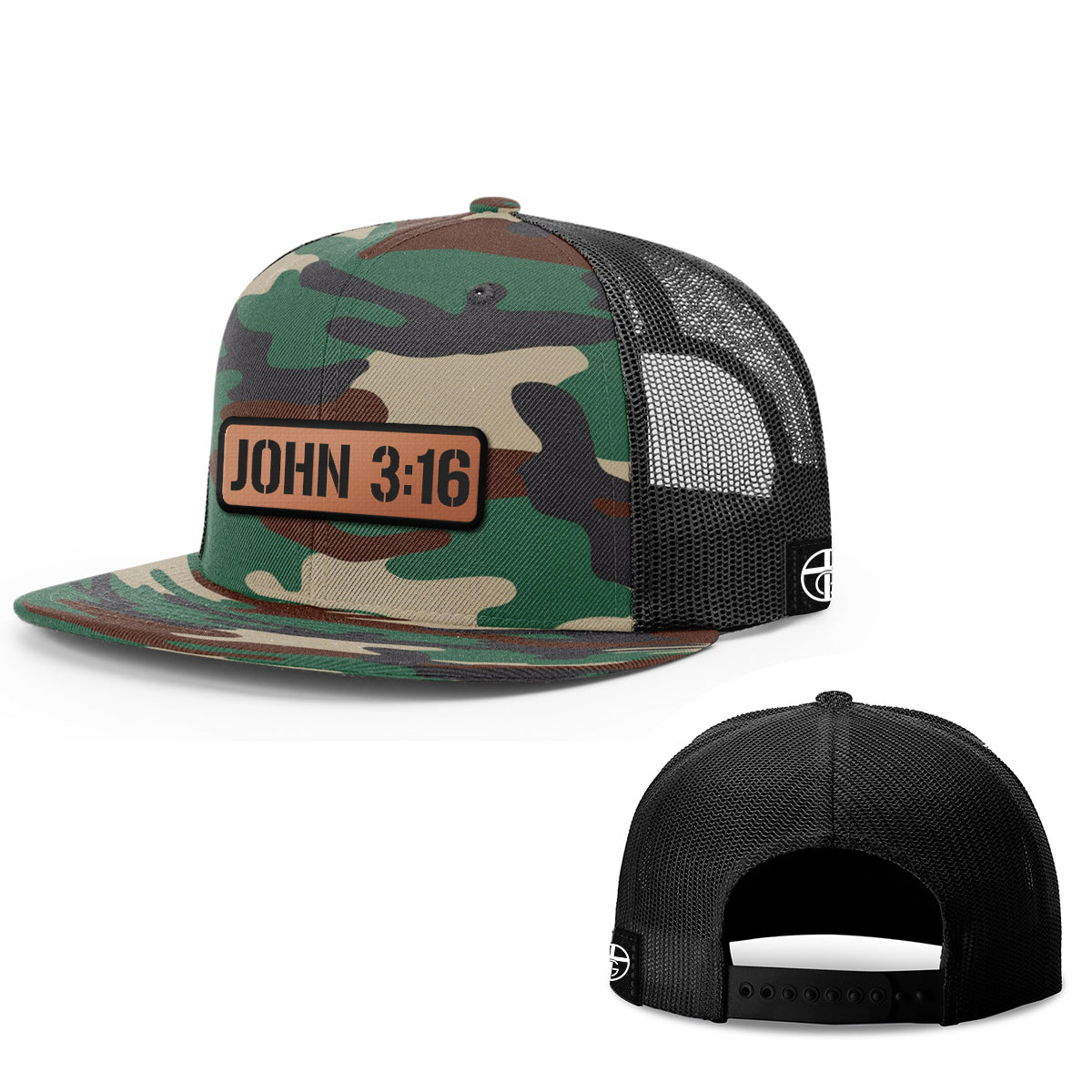 John 3:16 Leather Patch Hats