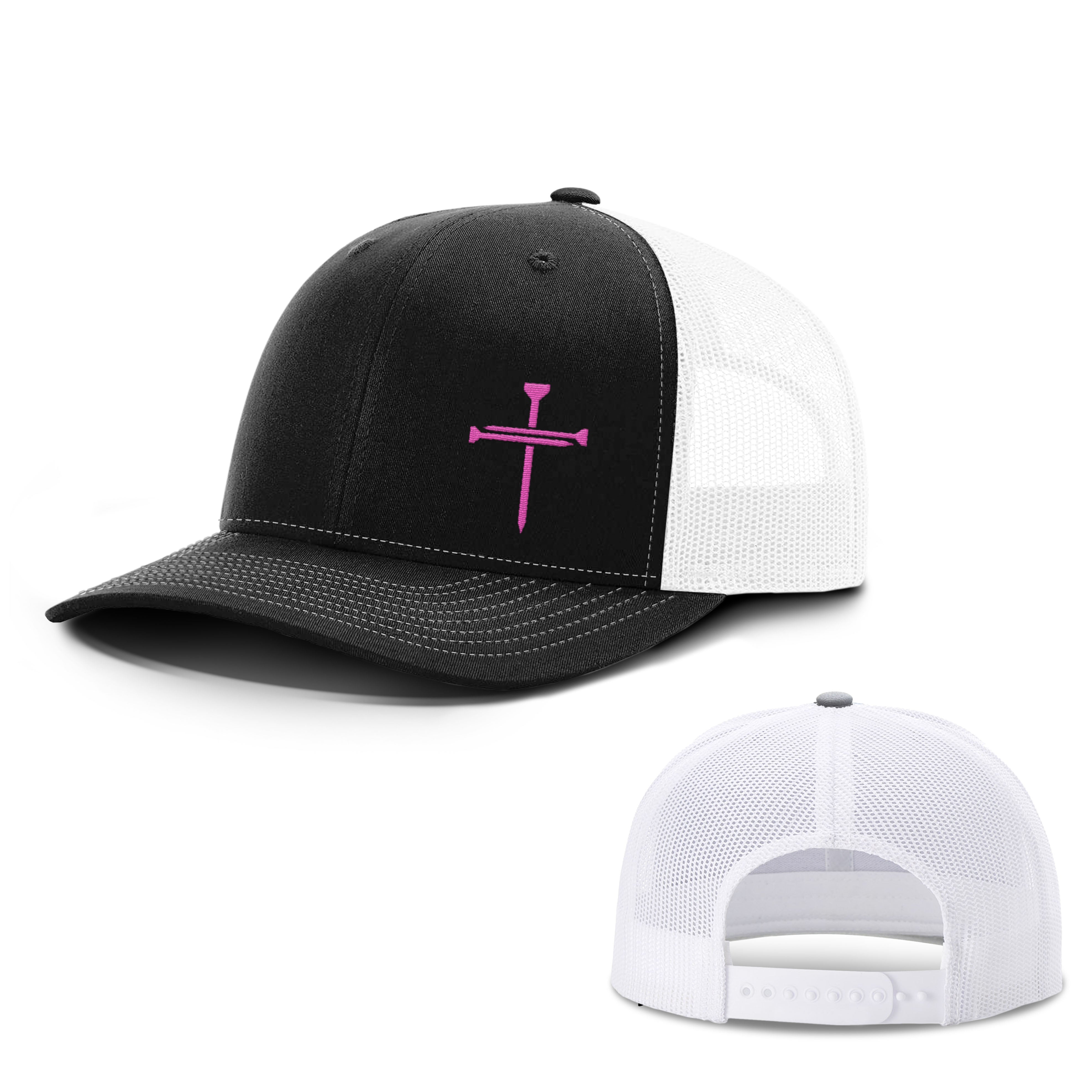 Breast Cancer Awareness Nail Cross Lower Left Hat