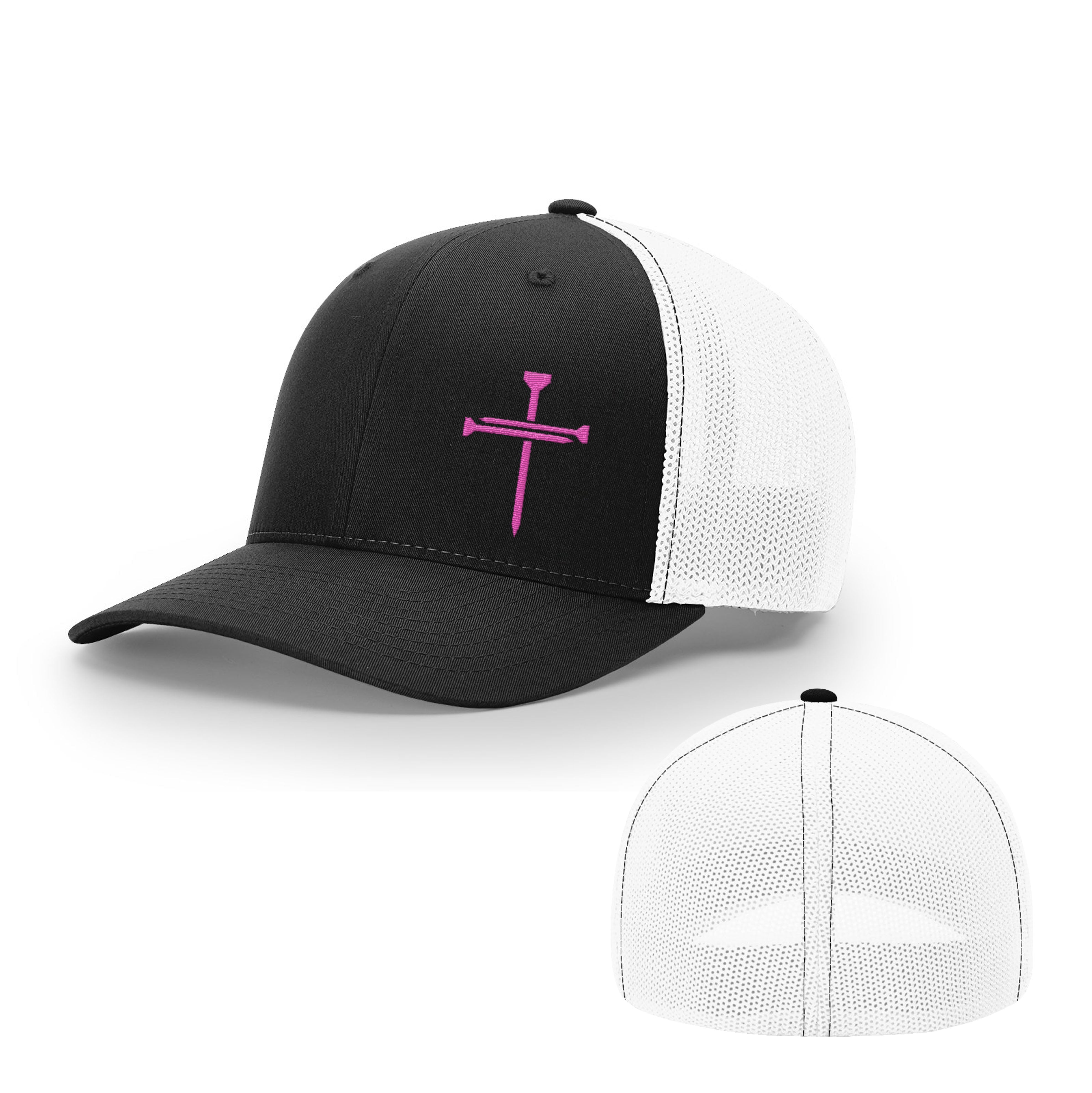 Breast Cancer Awareness Nail Cross Lower Left Hat