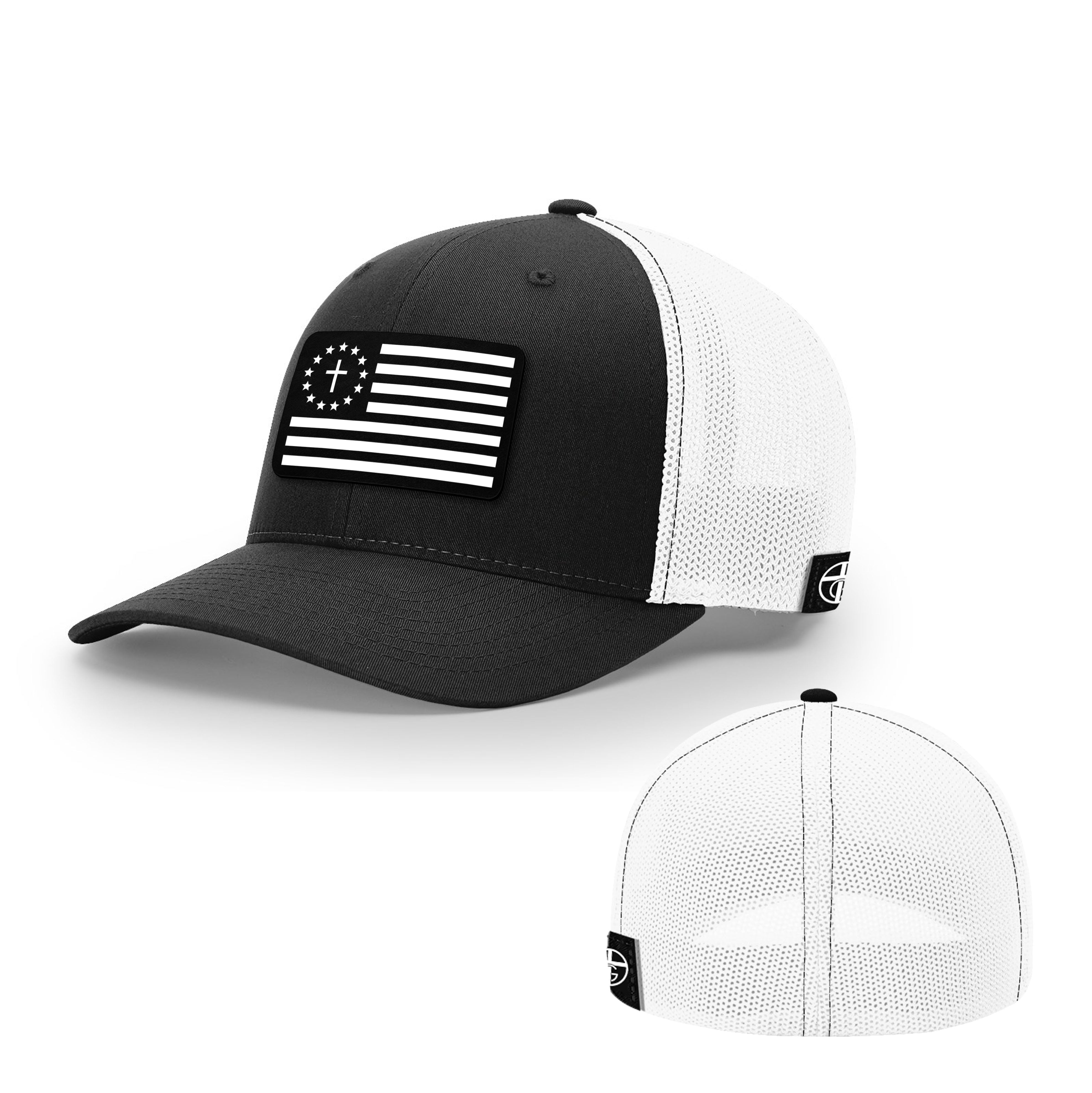 One Nation Under God White Leather Patch Hats