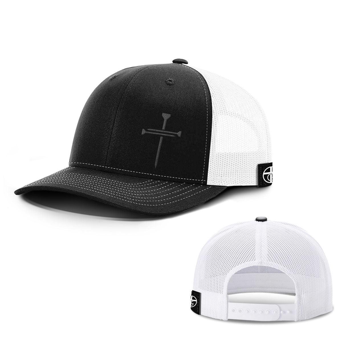 Nail Cross Lower Left Blackout Version Hats - Our True God