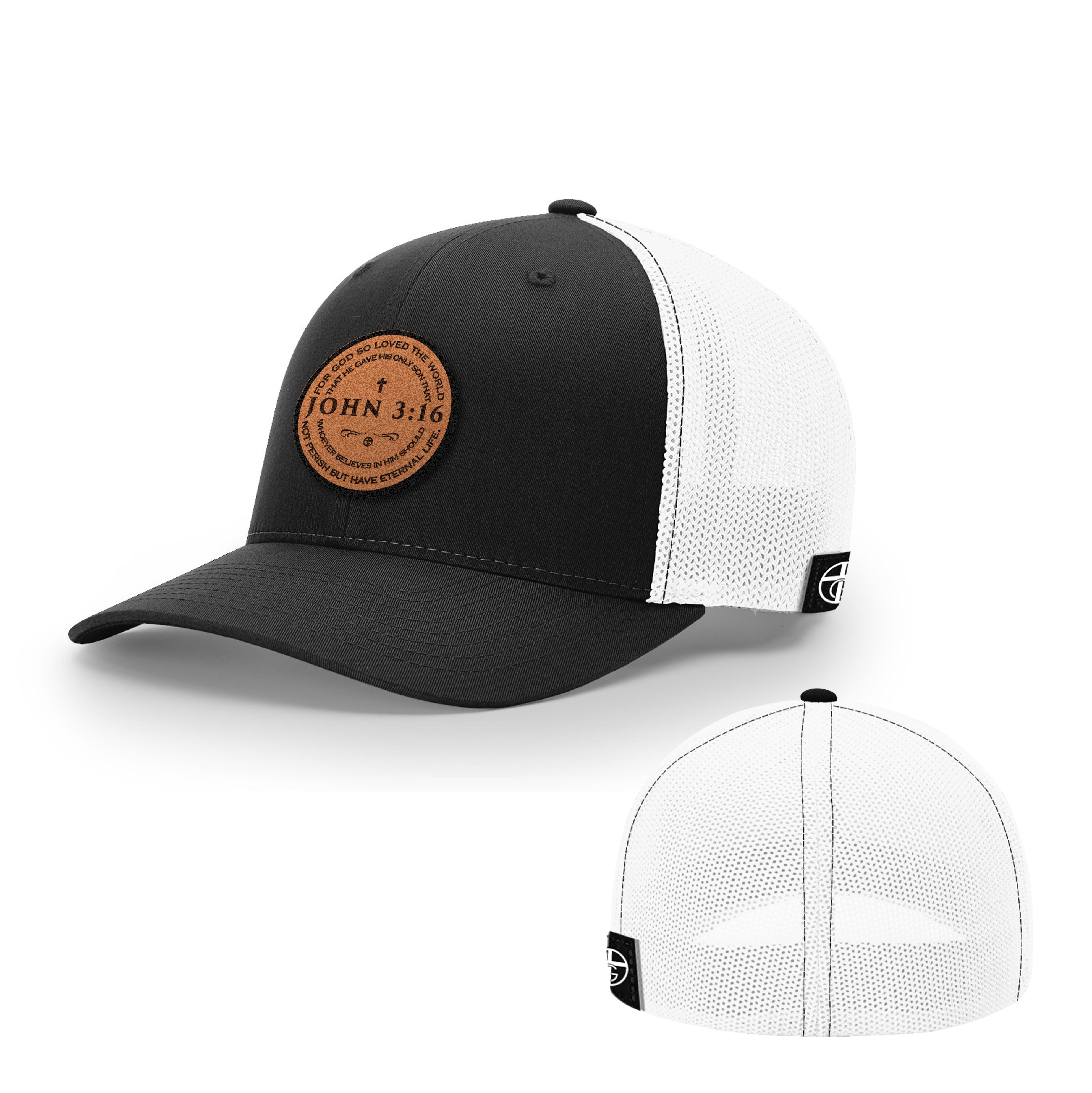 John 3:16 Circle Leather Patch Hats