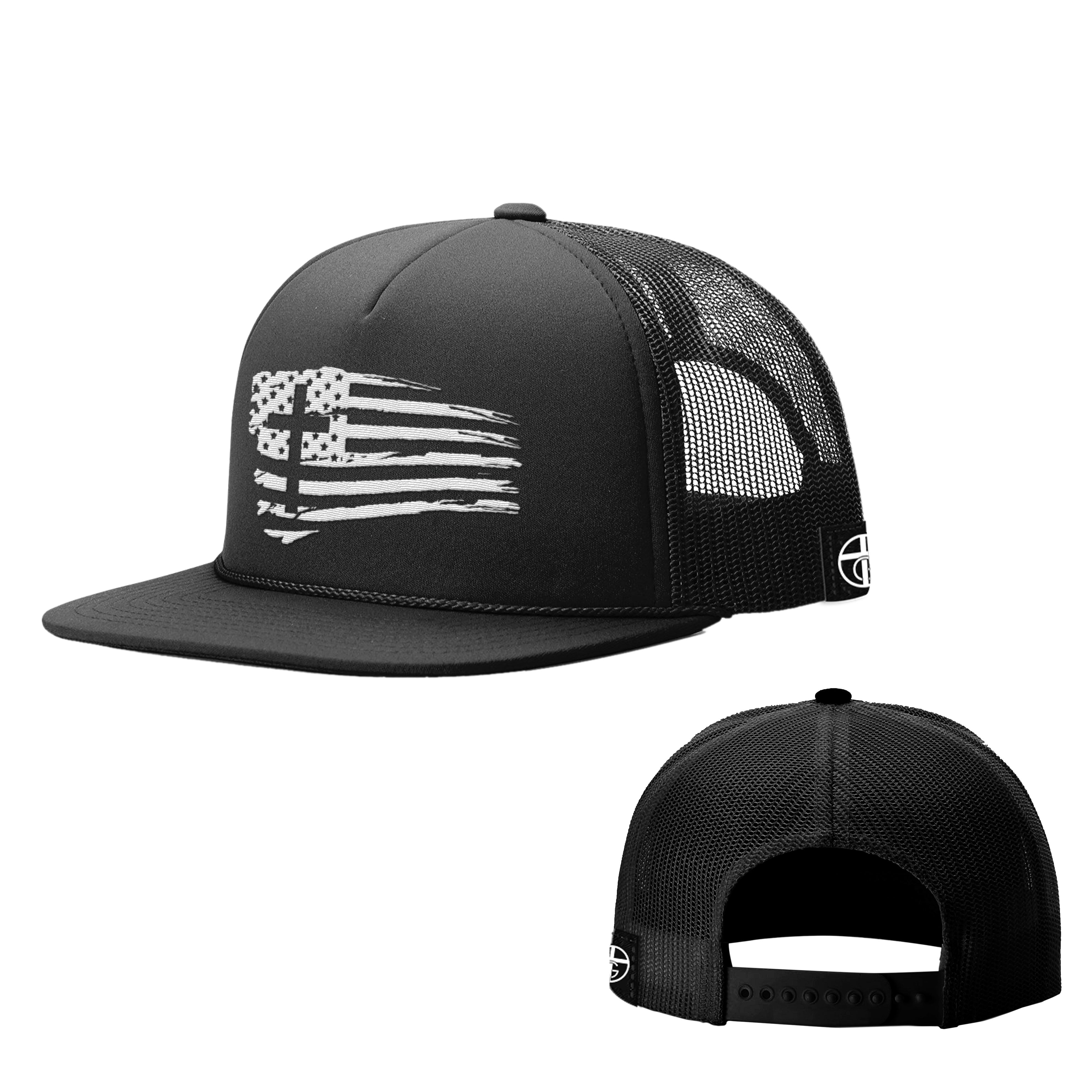 Tattered Flag Cross Foam Trucker Hats