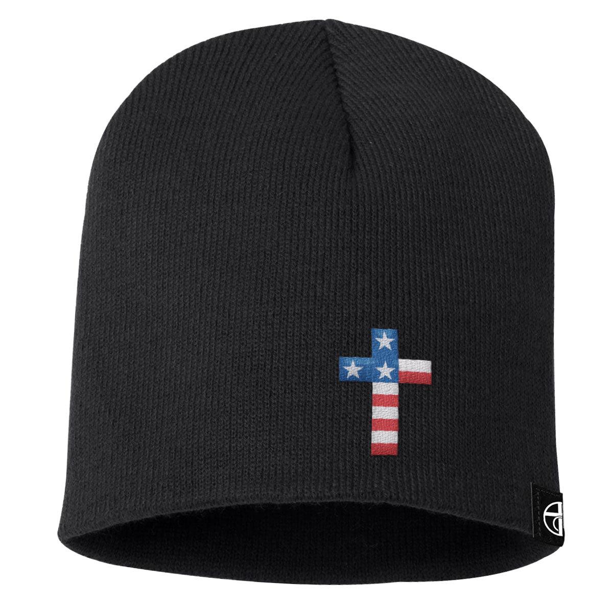 USA Flag Cross Beanies - Our True God