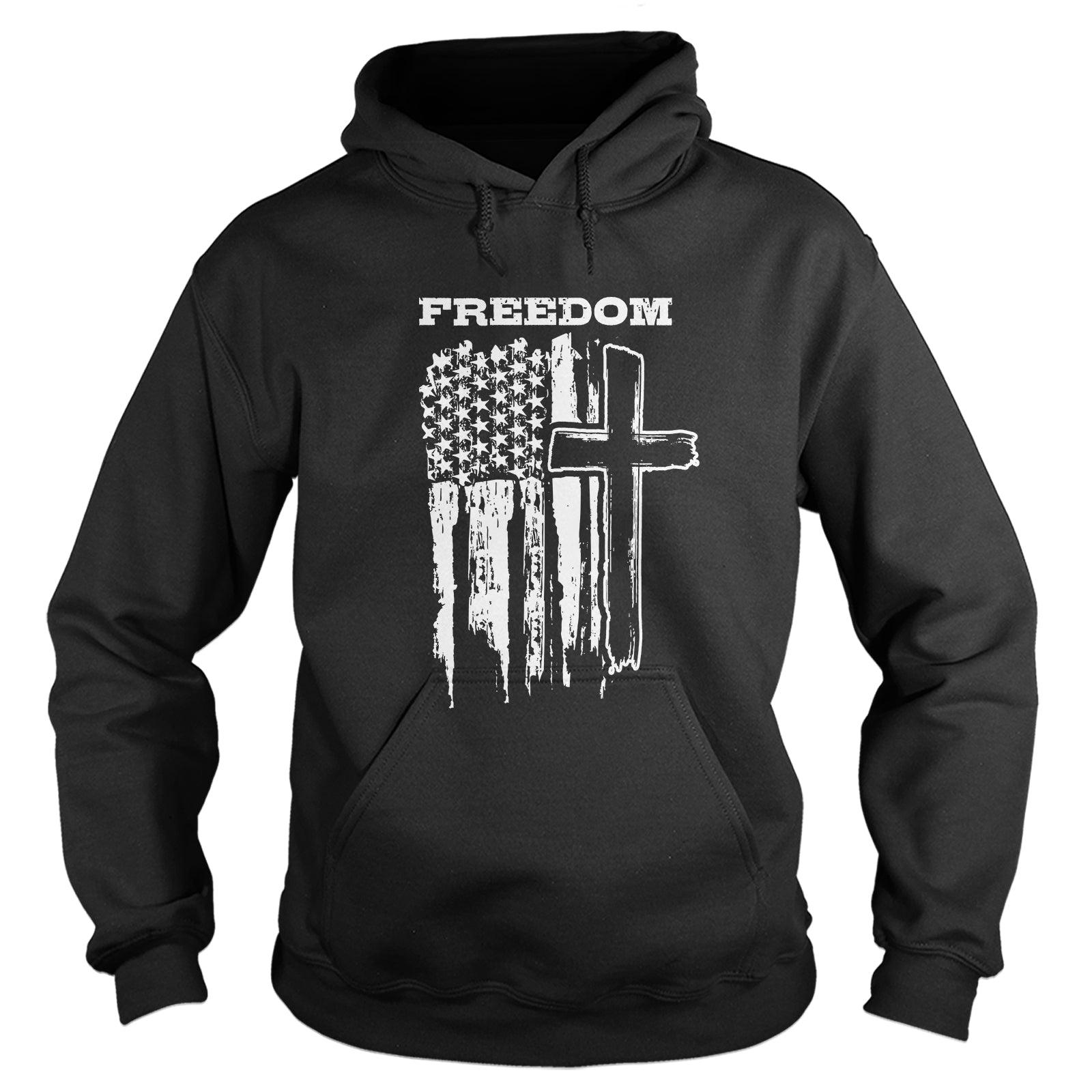 Freedom Cross Vertical Flag Long Sleeve T-Shirt - Our True God