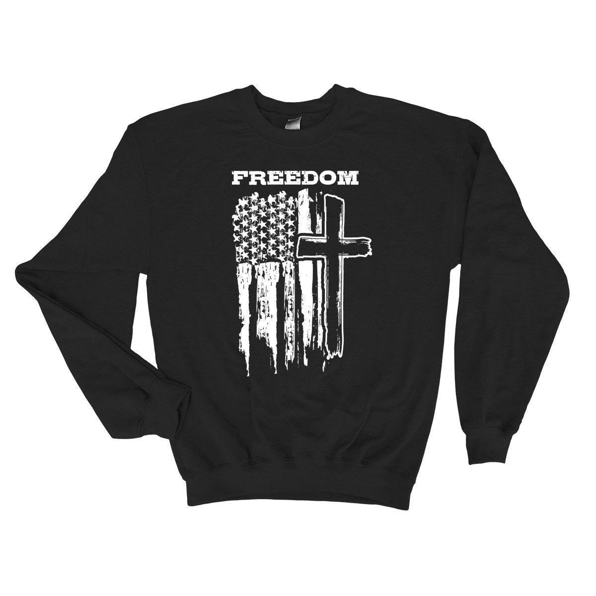 Freedom Cross Vertical Flag Long Sleeve T-Shirt - Our True God