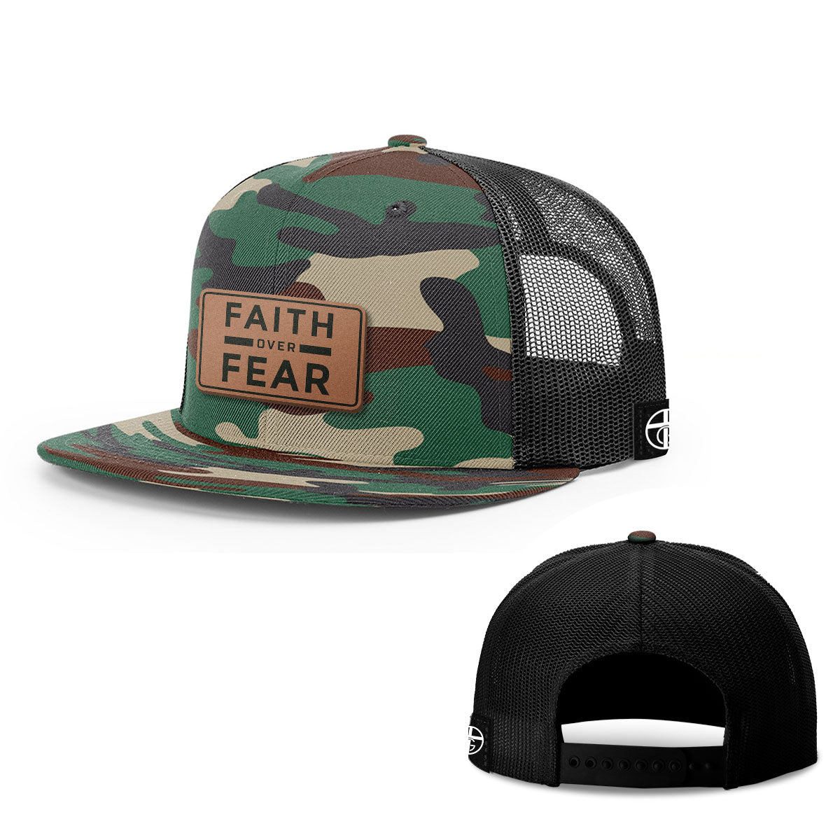 Faith Over Fear Leather Patch Hats