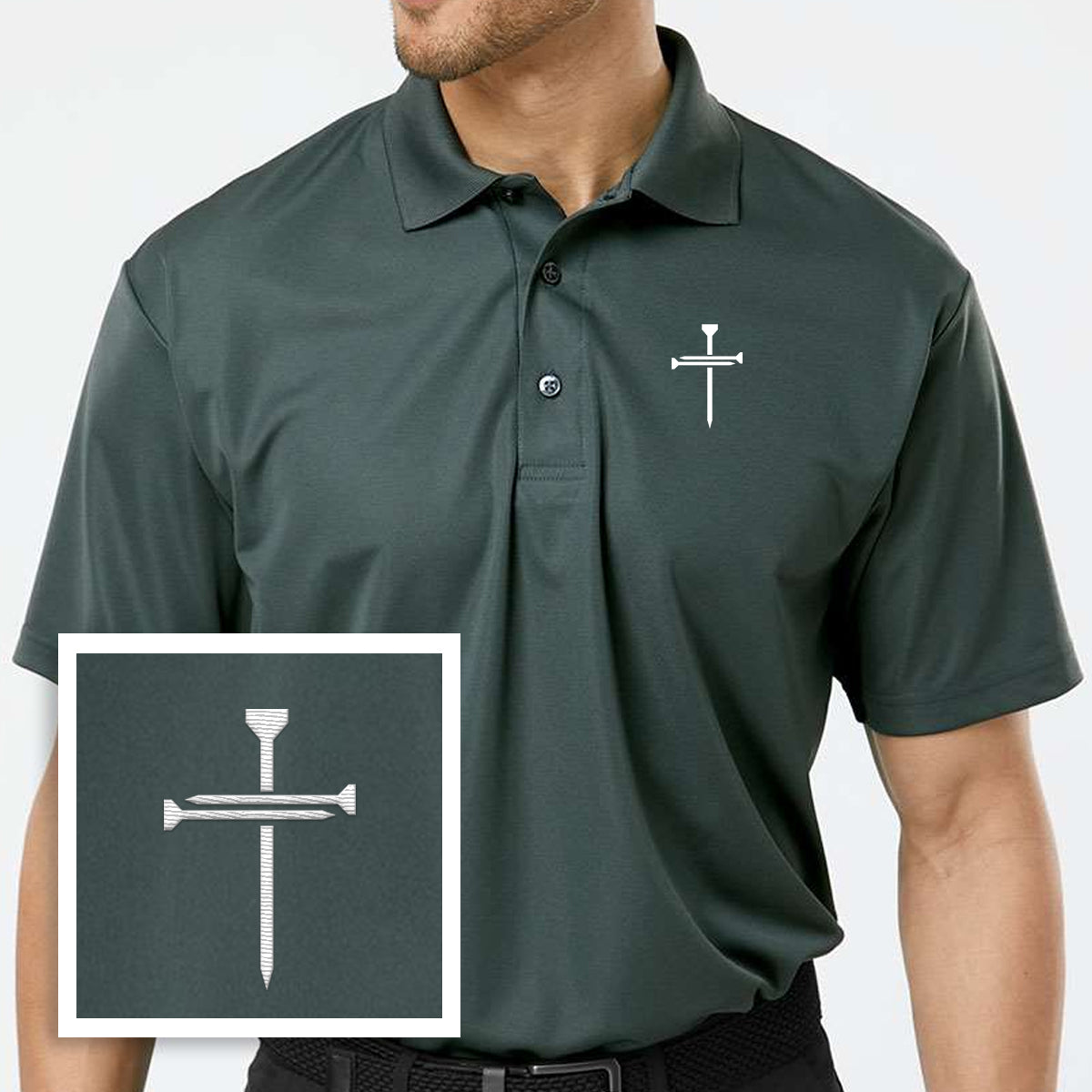 3 Nail Cross Performance Polo Shirt