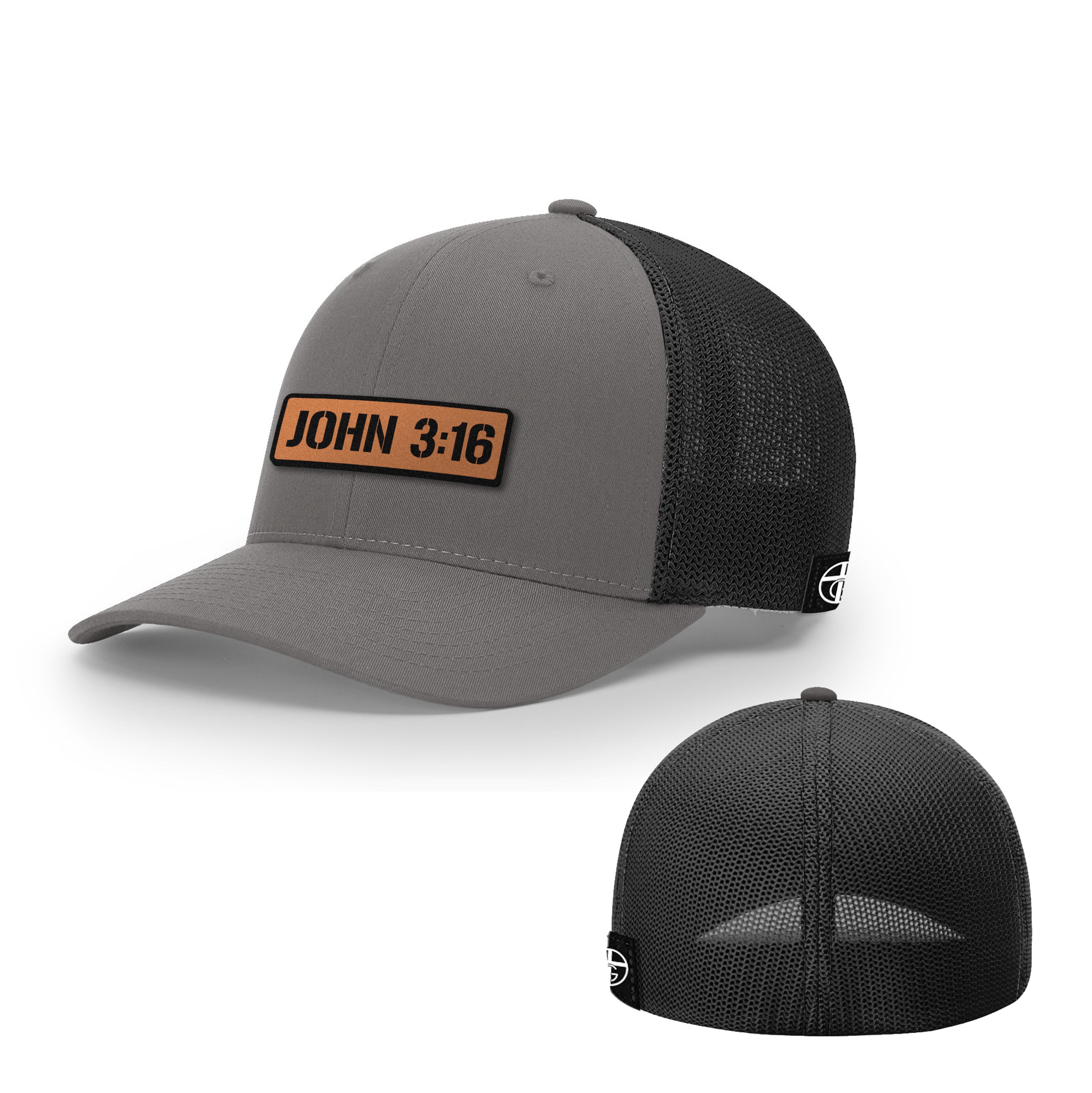 John 3:16 Leather Patch Hats