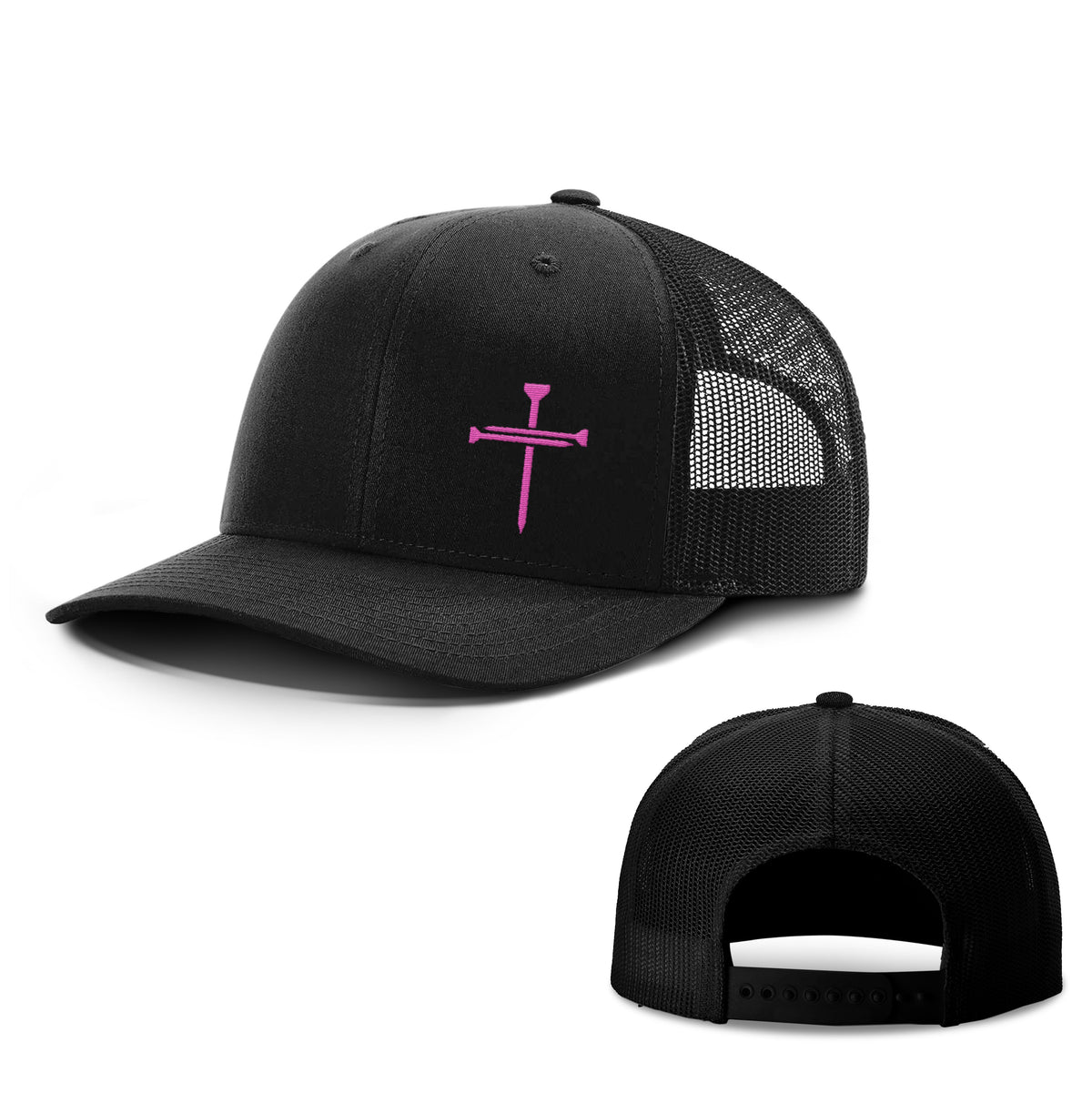 Breast Cancer Awareness Nail Cross Lower Left Hat