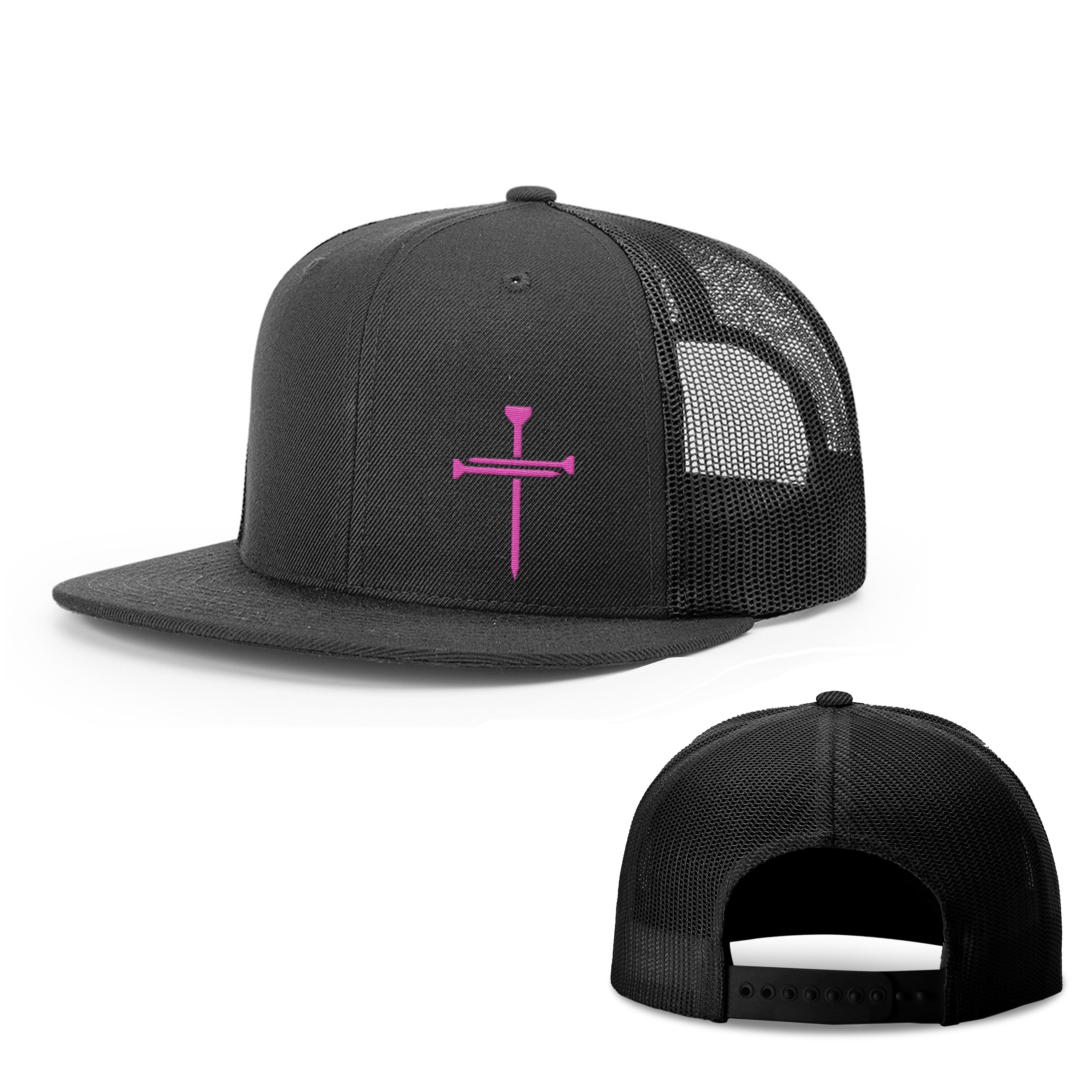 Breast Cancer Awareness Nail Cross Lower Left Hat