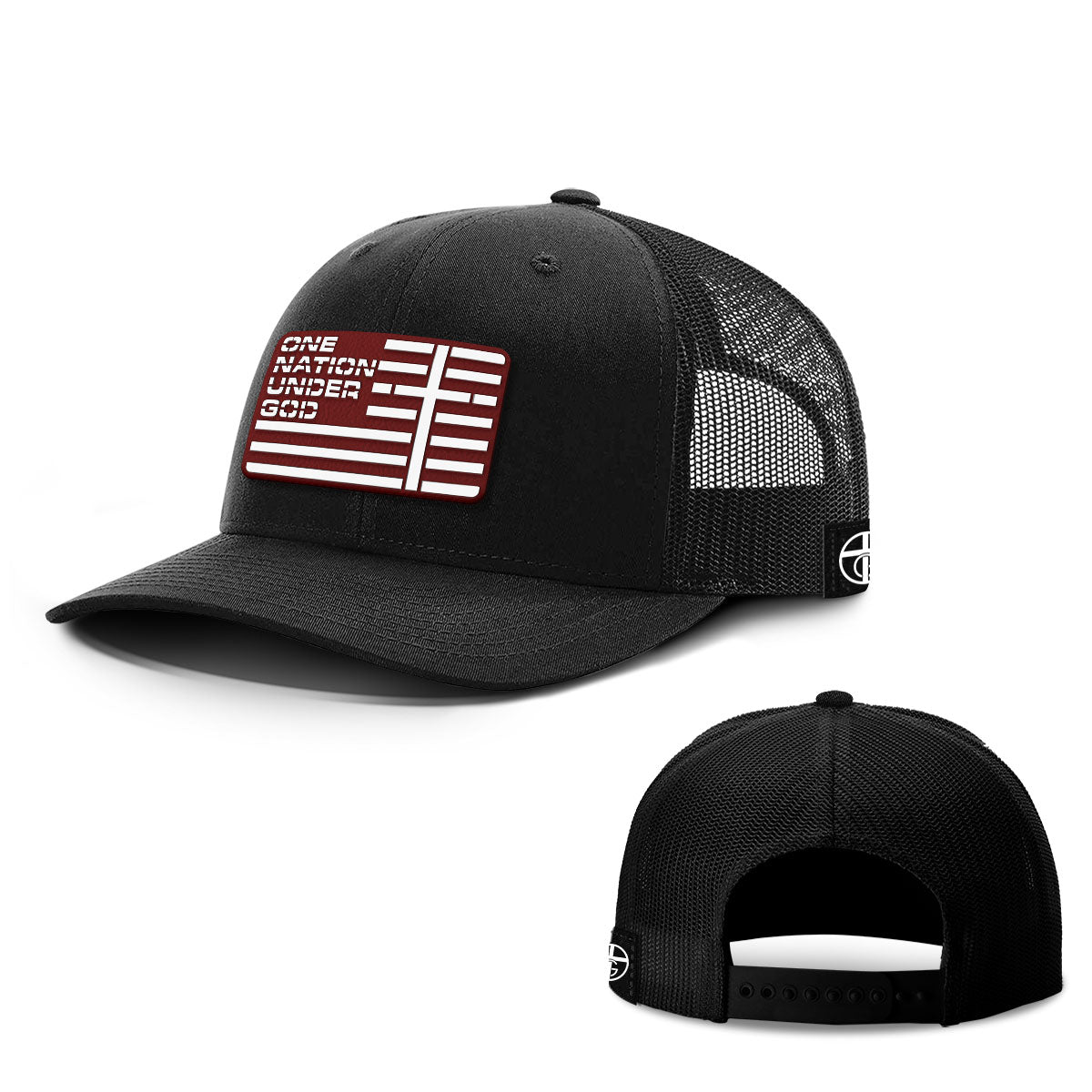 One Nation Under God Flag Red PVC Patch Hats