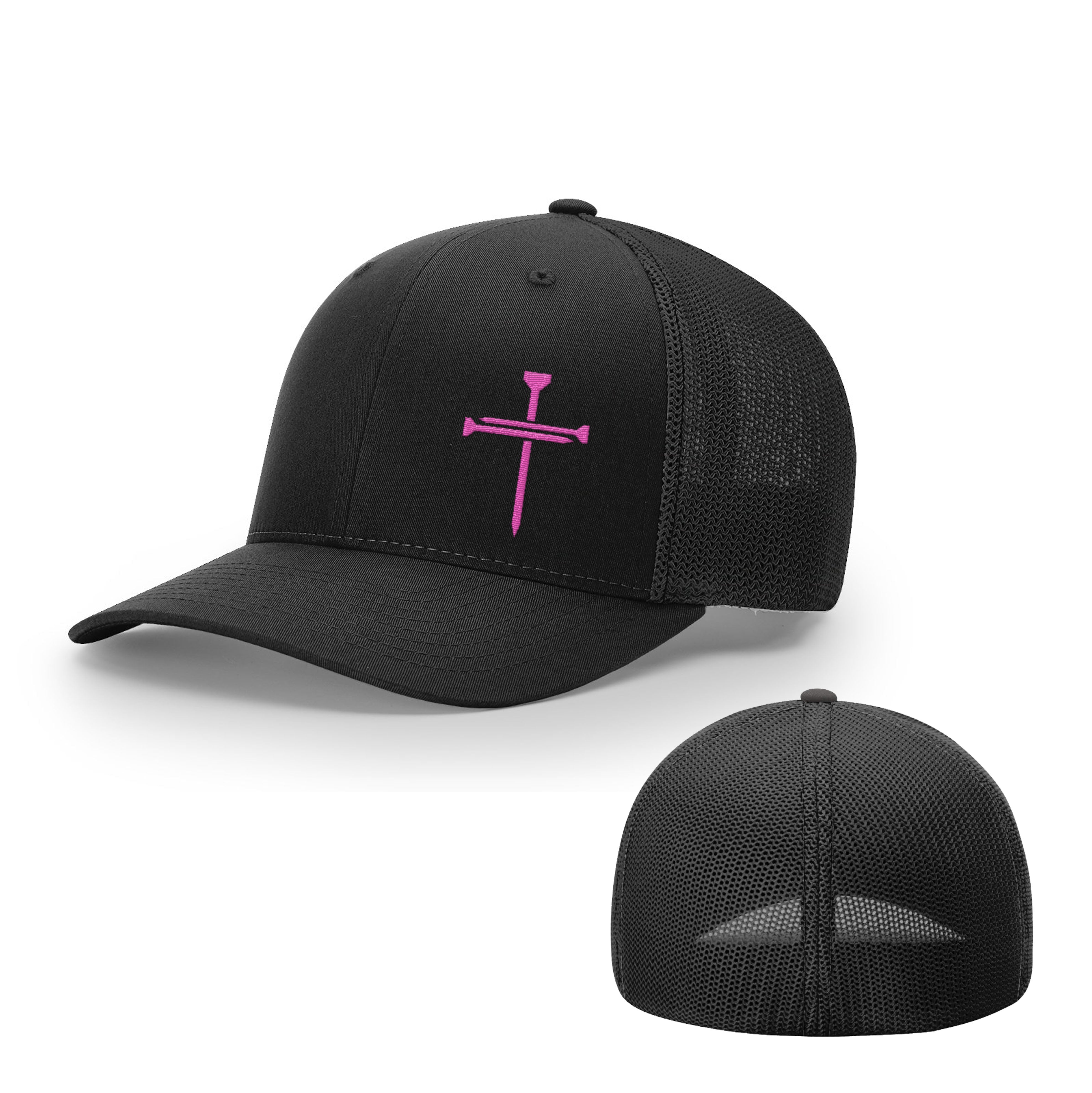 Breast Cancer Awareness Nail Cross Lower Left Hat