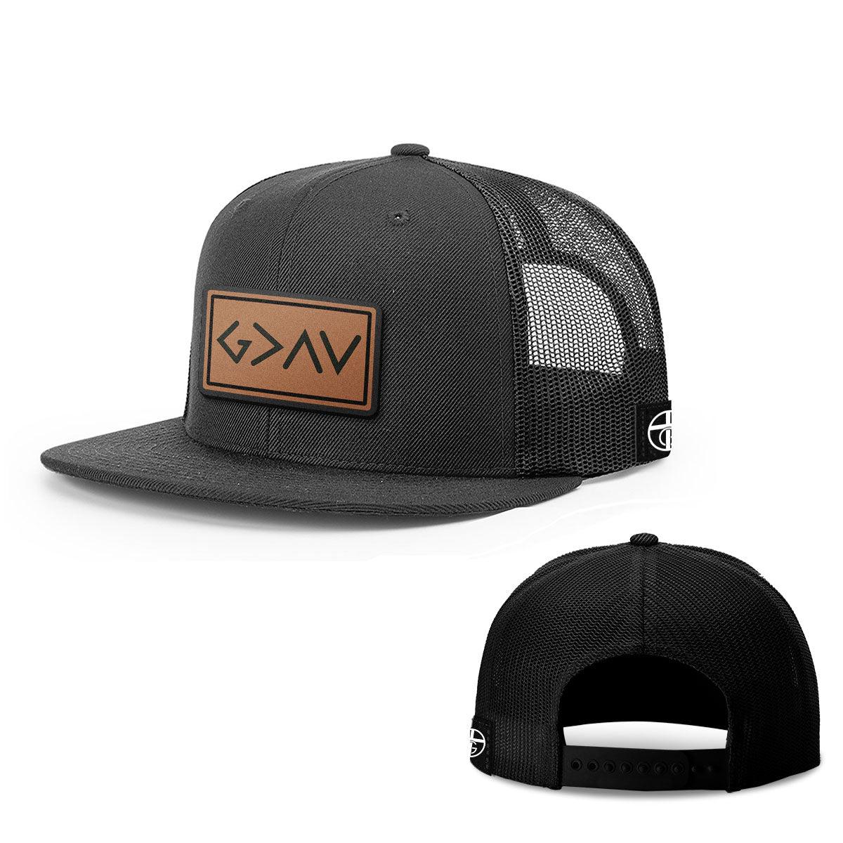 God is Greater Than High and Lows Leather Patch Hats - Our True God