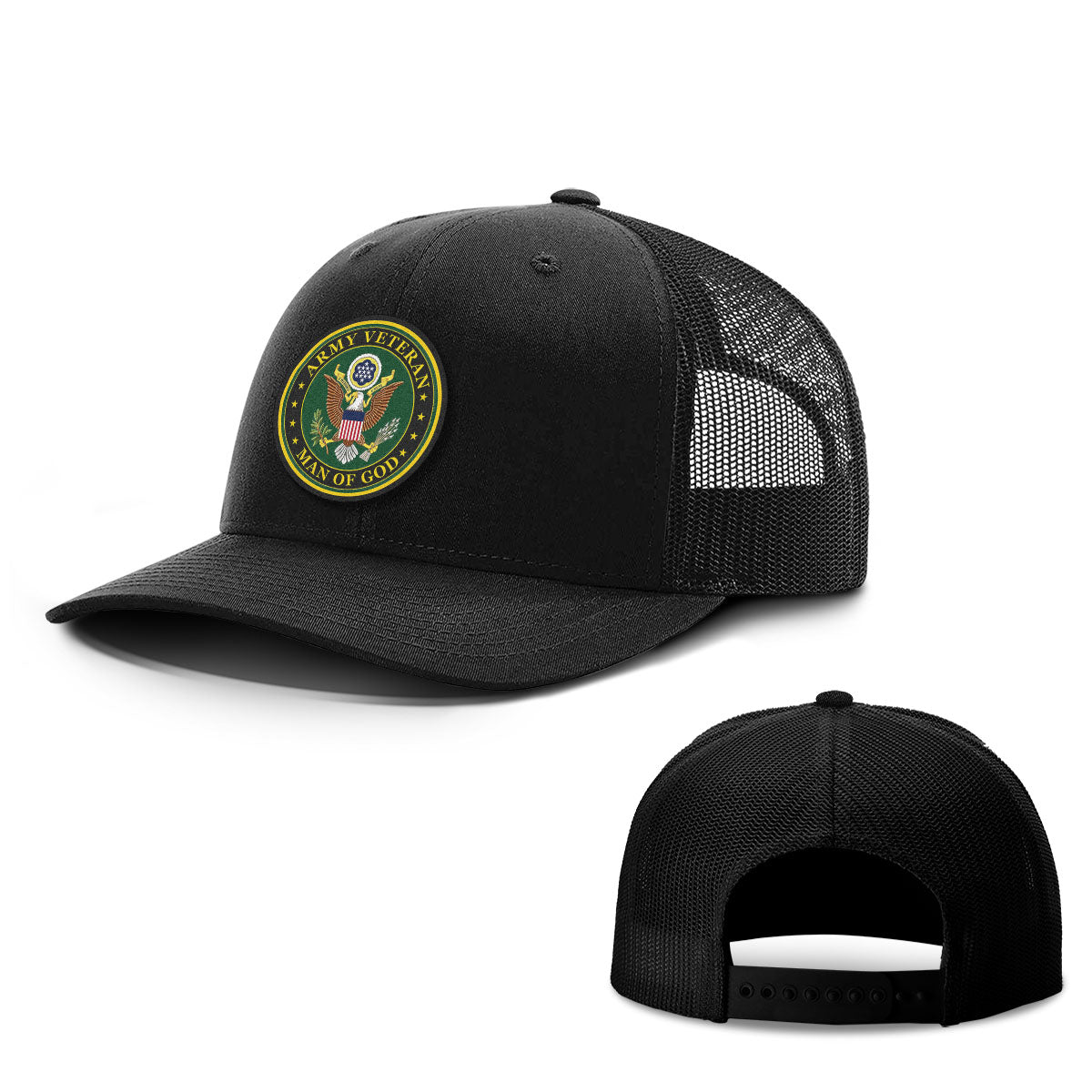 Army Veteran -Man Of God Patch Hats