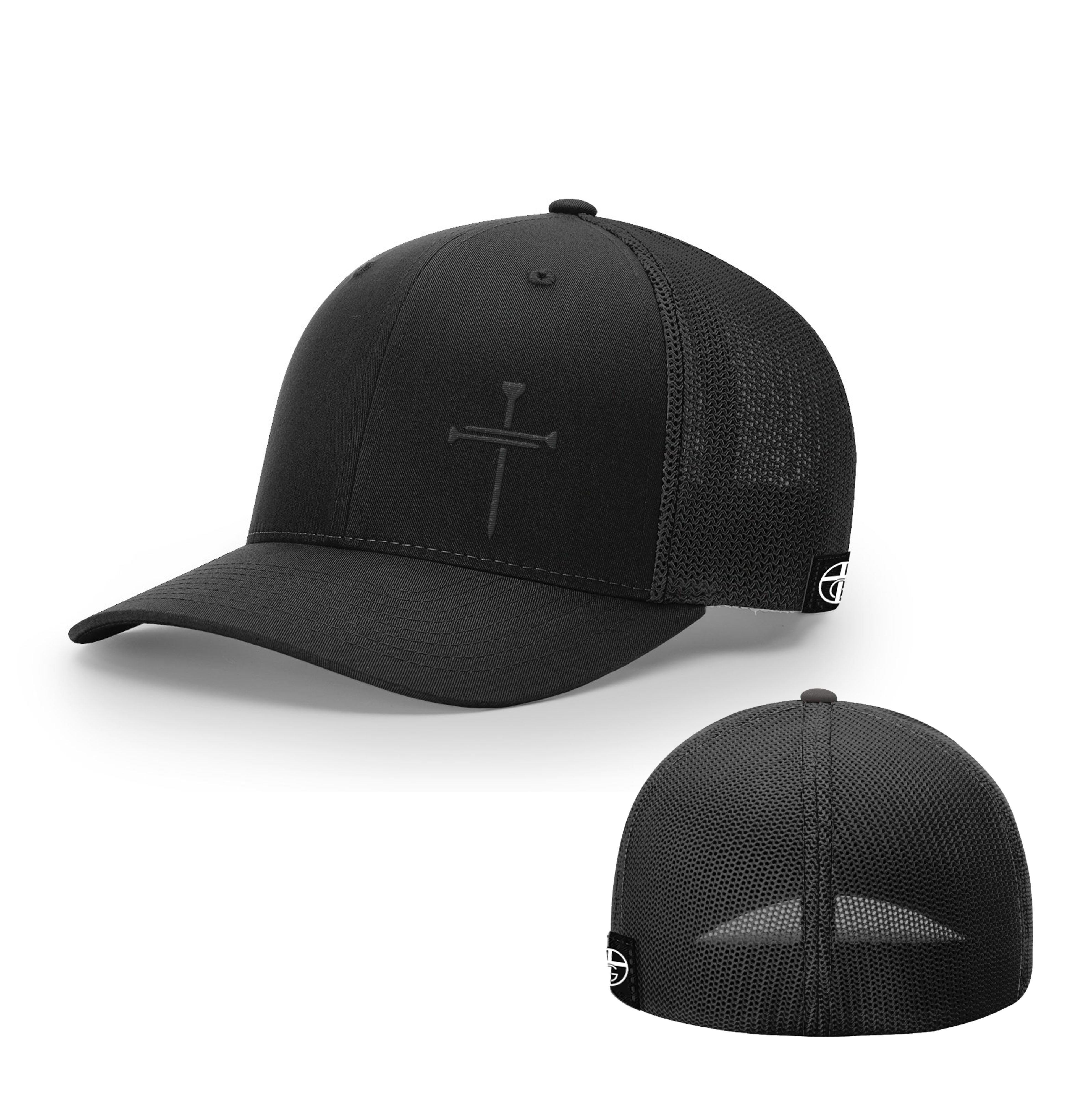 Nail Cross Lower Left Blackout Version Hats