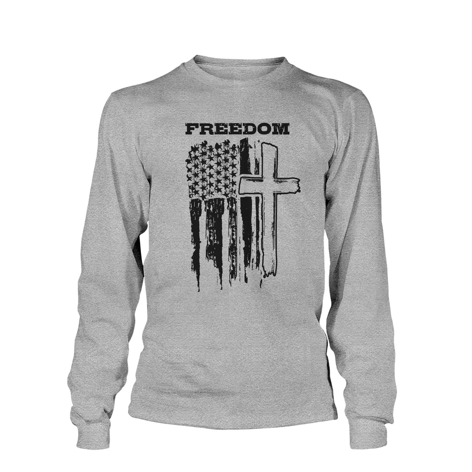 Freedom Cross Vertical Flag Long Sleeve T-Shirt - Our True God