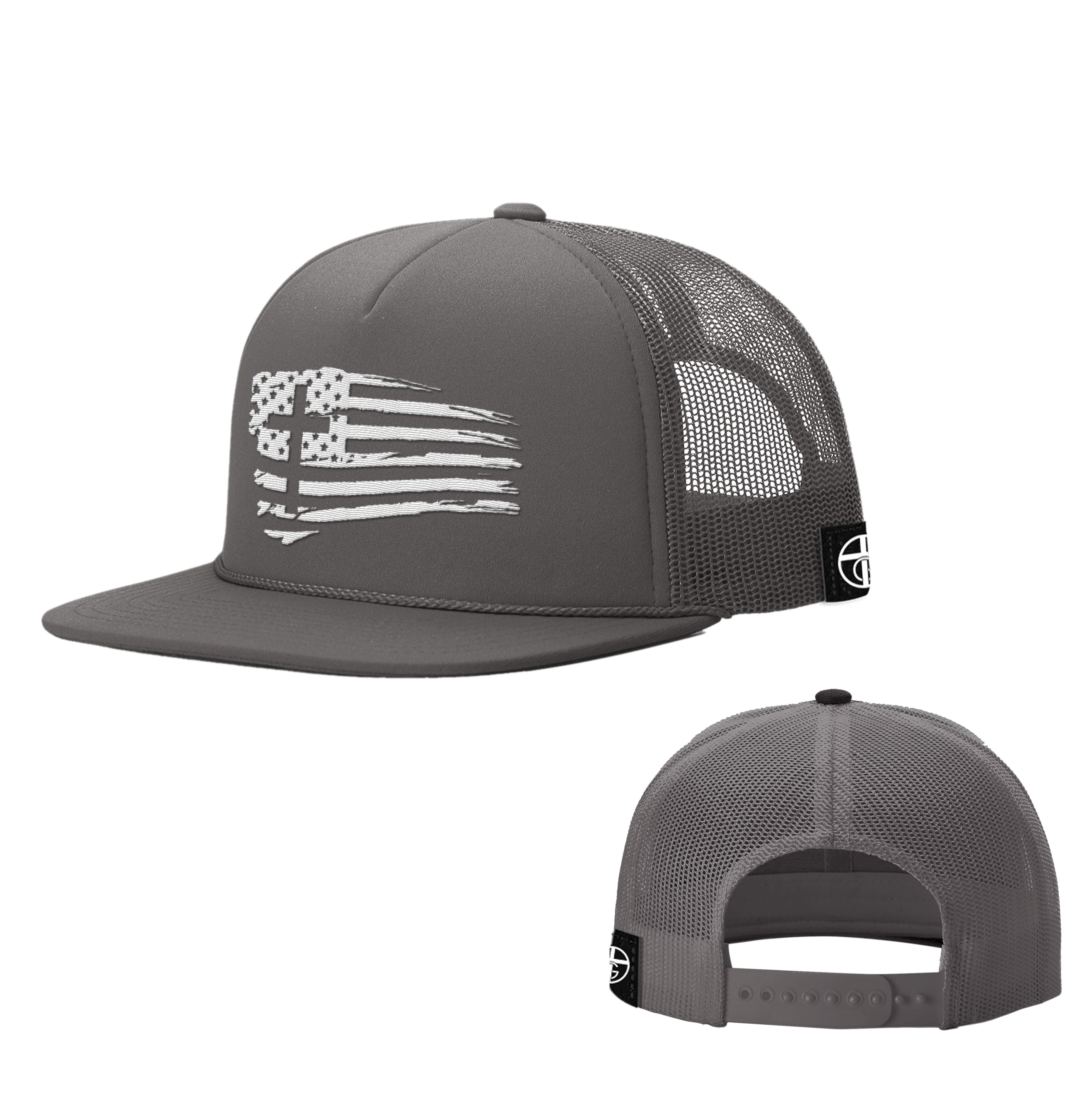 Tattered Flag Cross Foam Trucker Hats