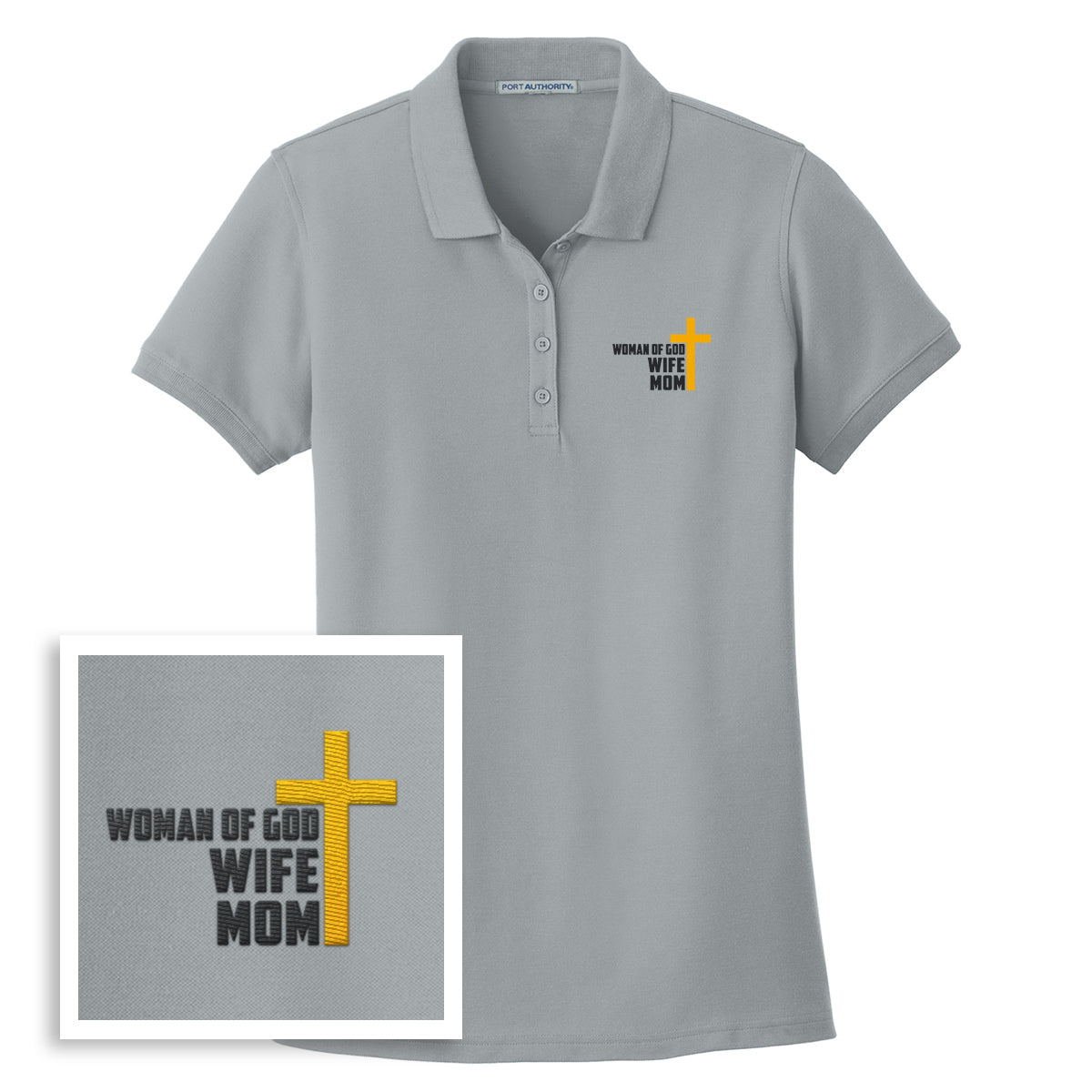 Woman Of God, Wife, Mom Women's Performance Polo Shirt