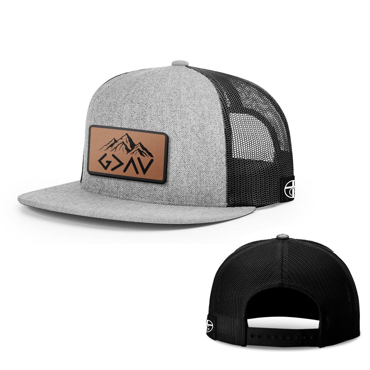 God Is Greater Than The Highs And Lows Mountain Leather Patch Hats - Our True God