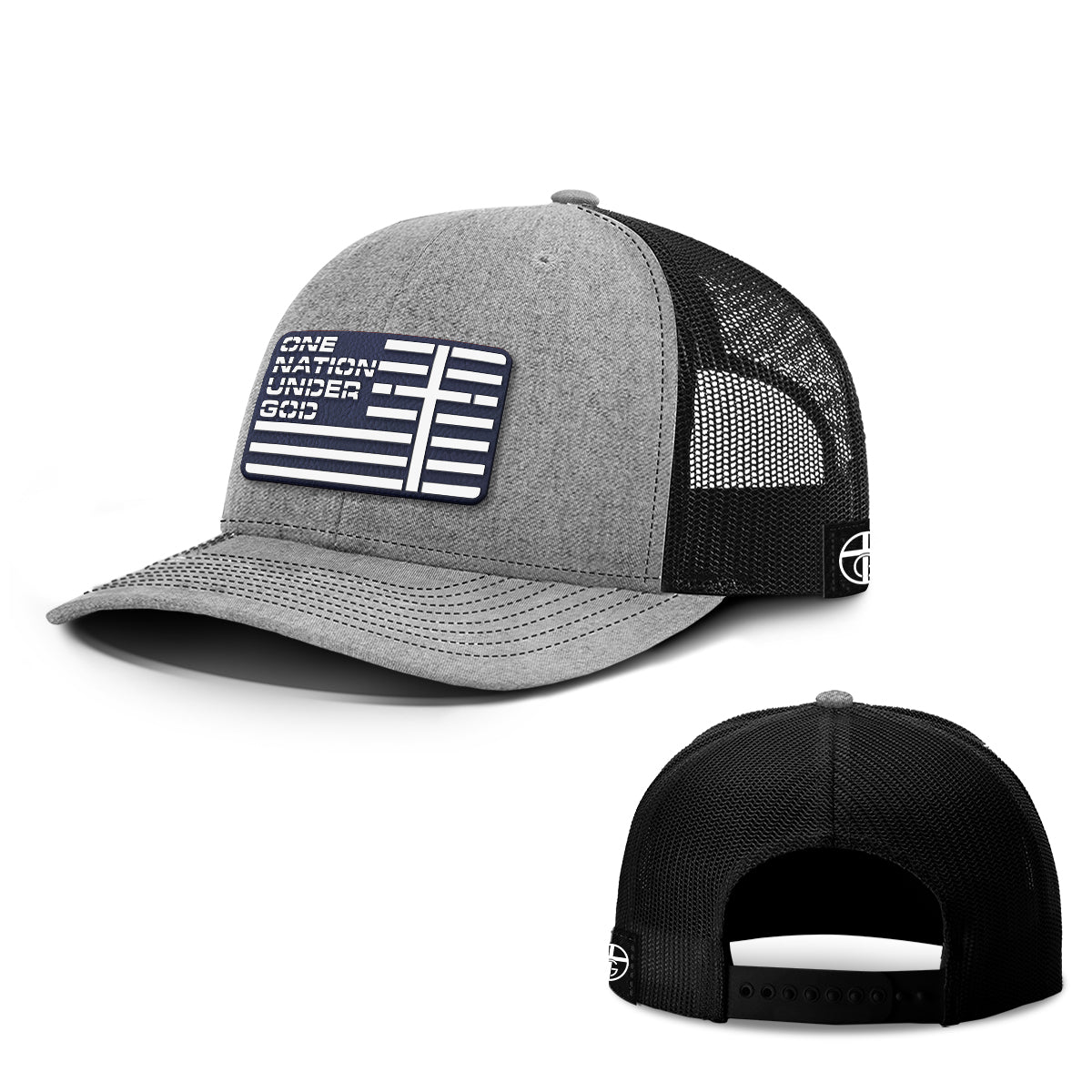 One Nation Under God Flag Navy PVC Patch Hats