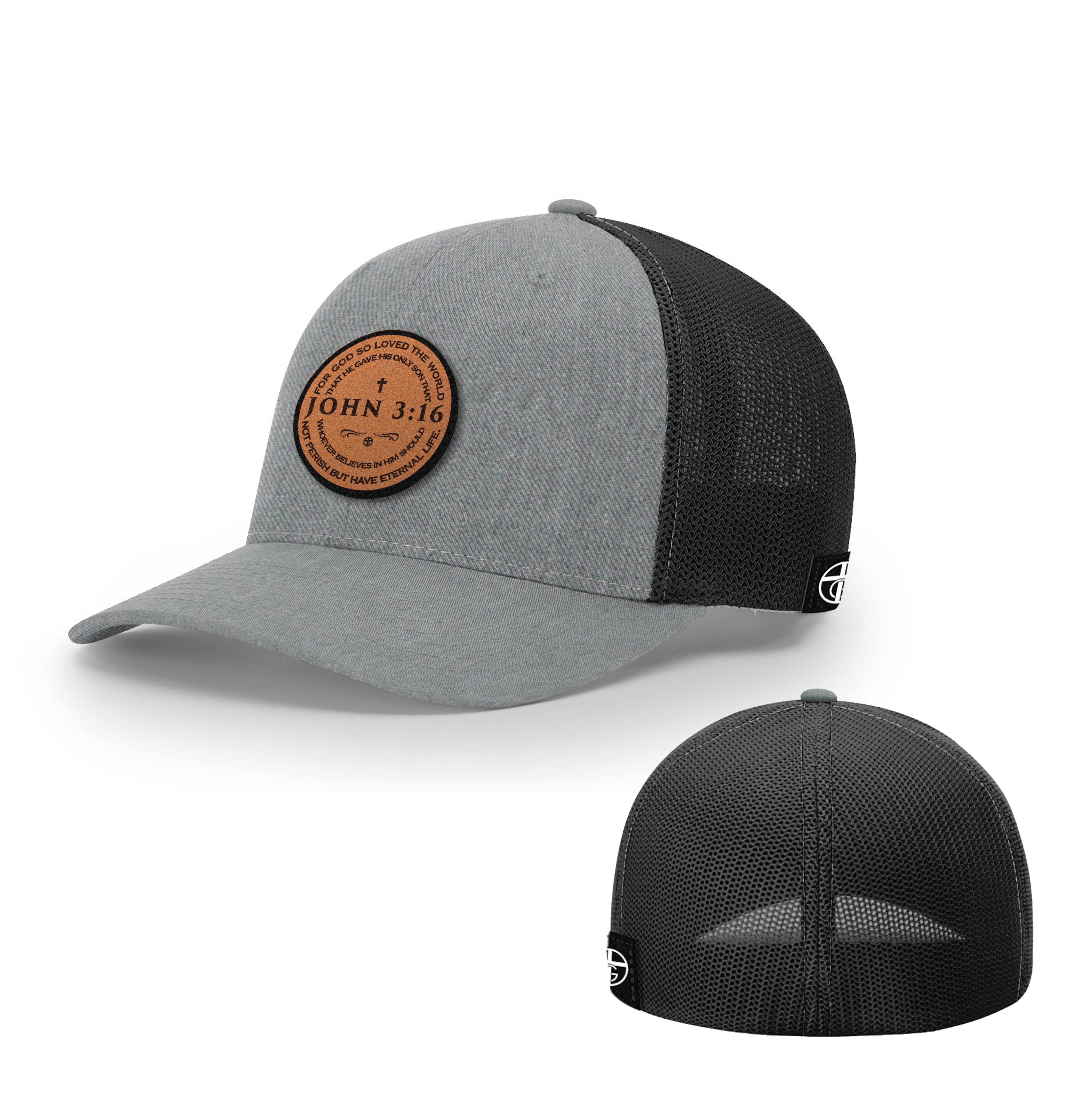 John 3:16 Circle Leather Patch Hats