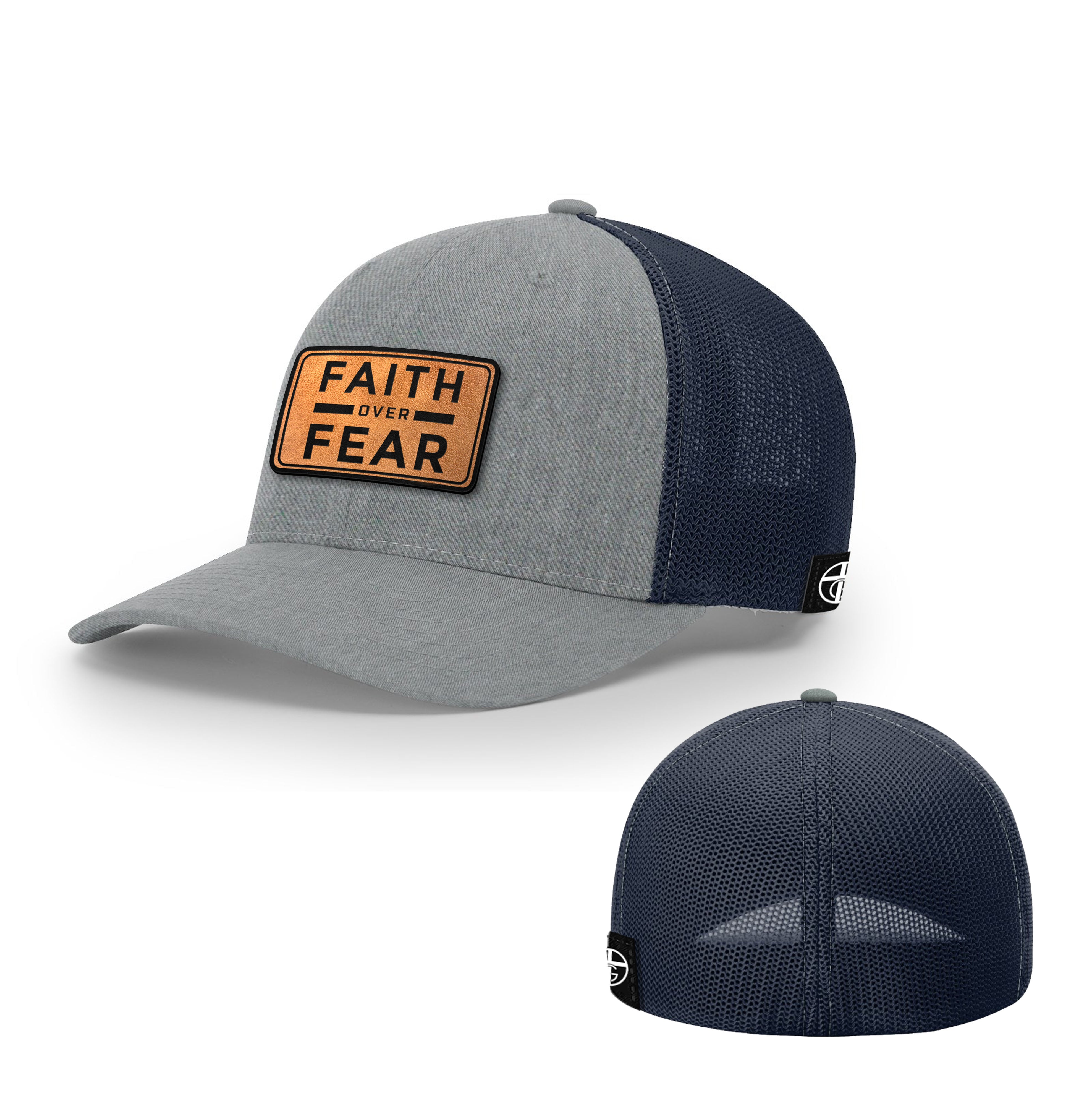 Faith Over Fear Leather Patch Hats