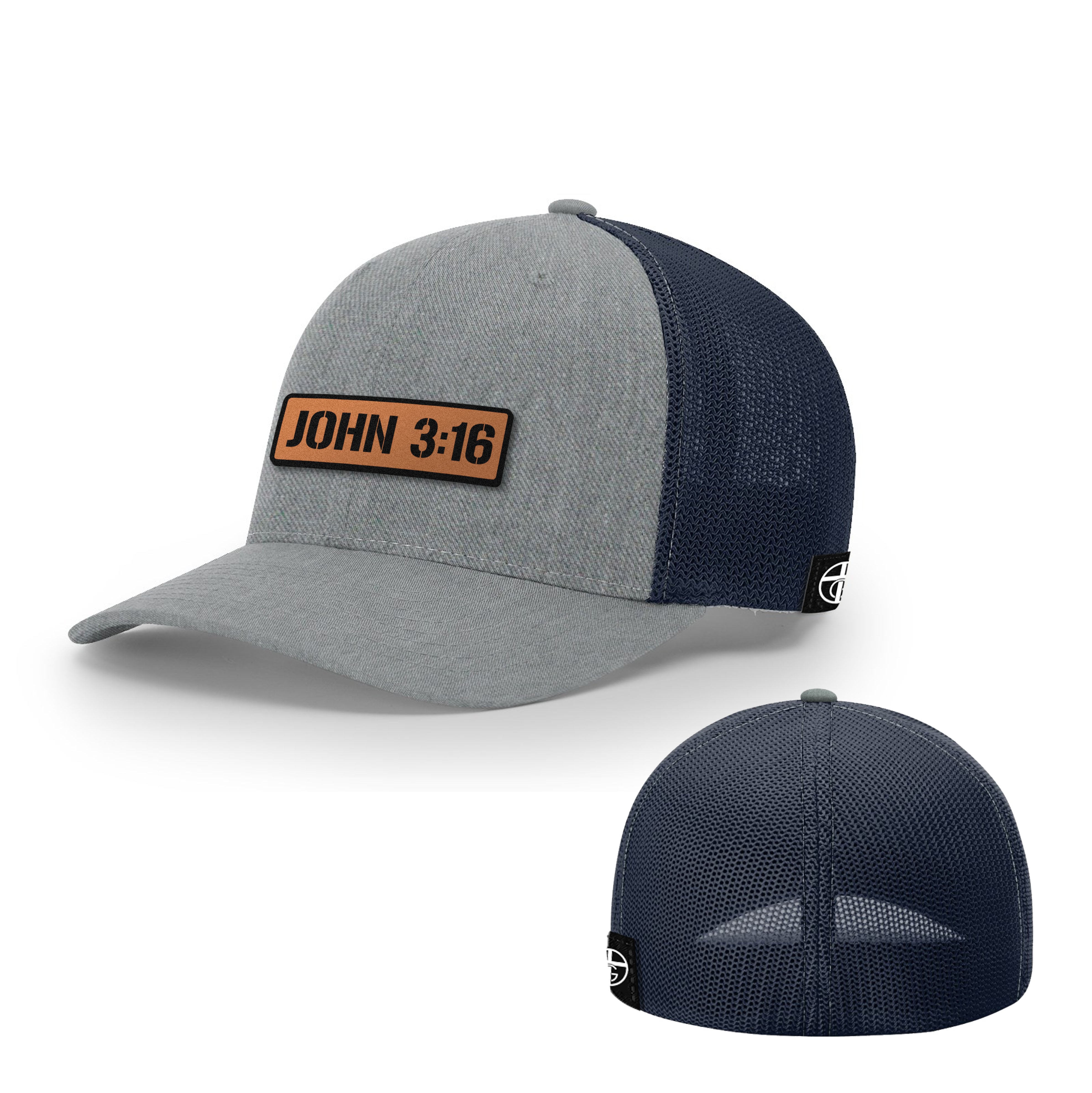 John 3:16 Leather Patch Hats