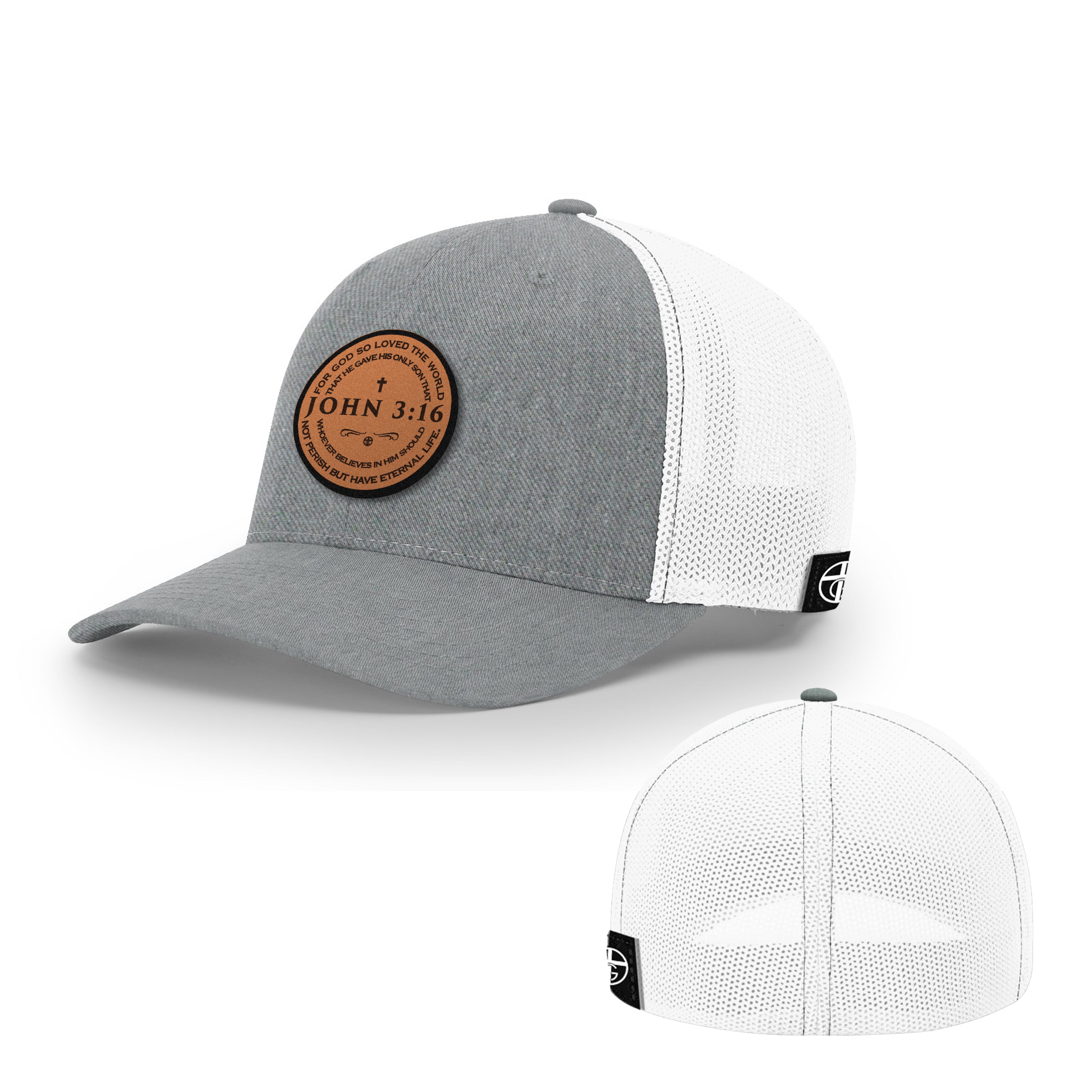 John 3:16 Circle Leather Patch Hats