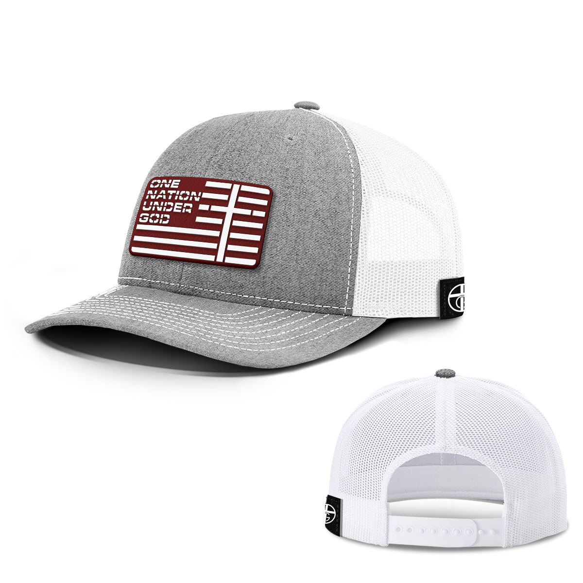 One Nation Under God Flag Red PVC Patch Hats