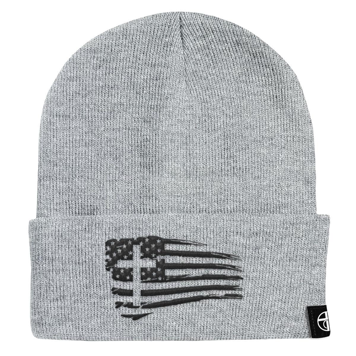 Tattered Flag Cross Beanies - Our True God