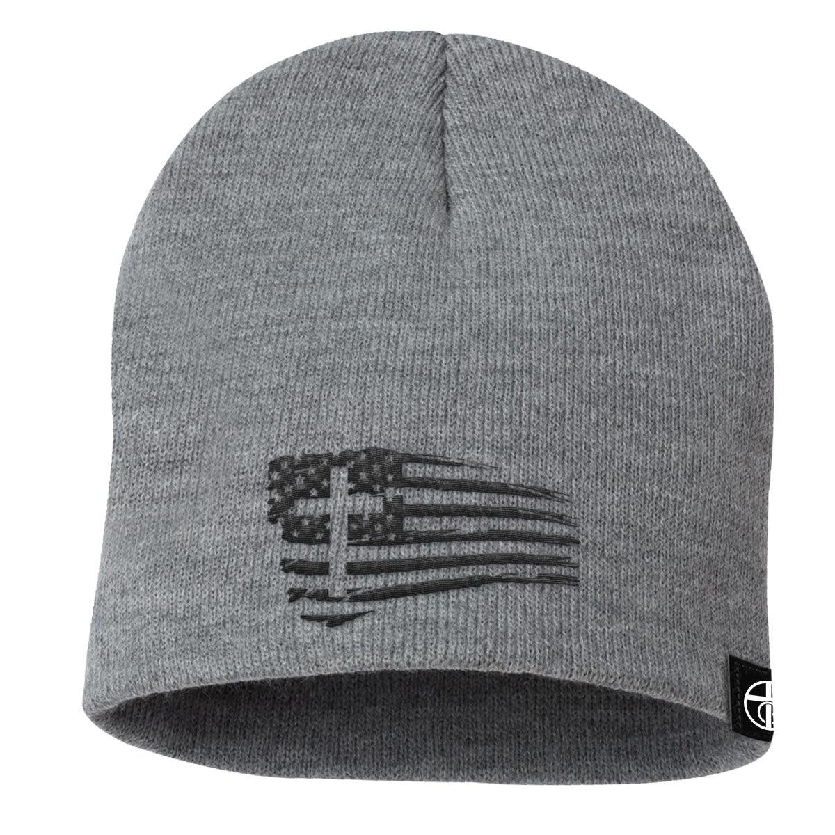 Tattered Flag Cross Beanies - Our True God