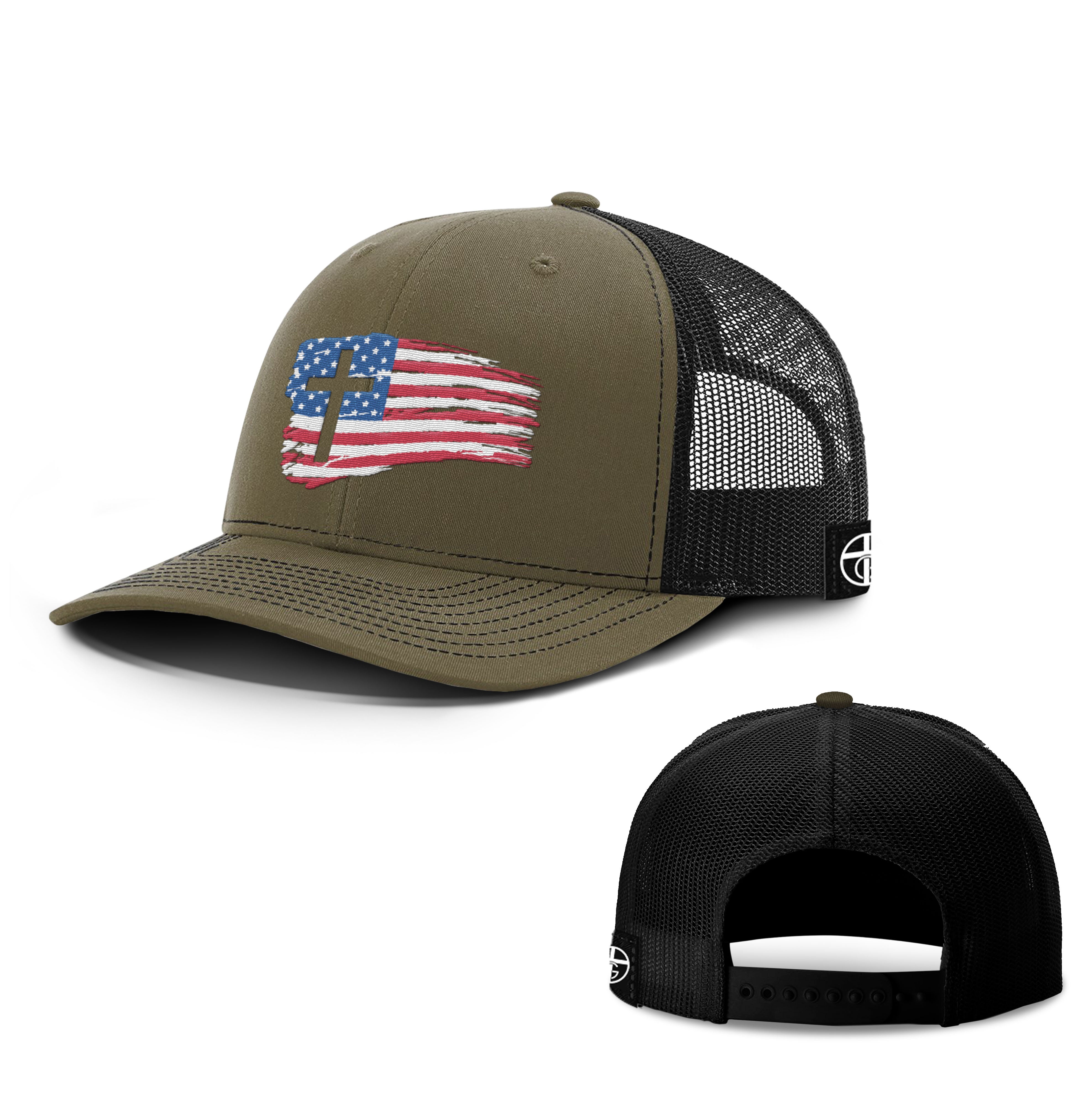 Tattered USA Flag Hats