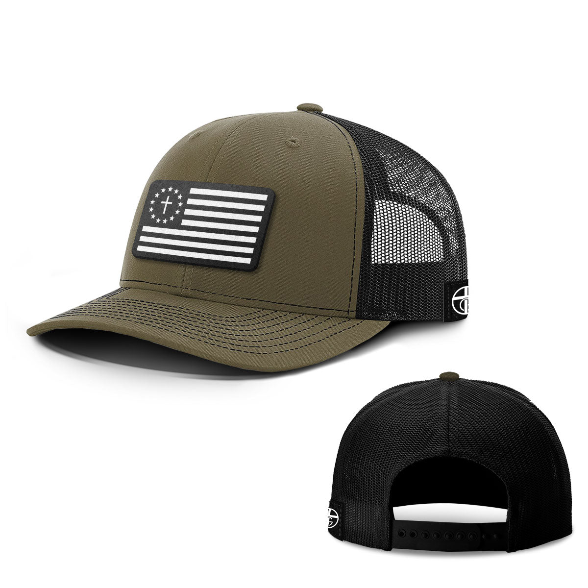 One Nation Under God White Leather Patch Hats