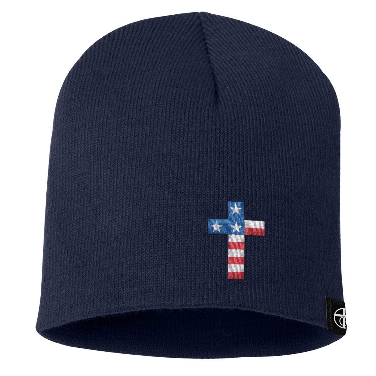 USA Flag Cross Beanies - Our True God