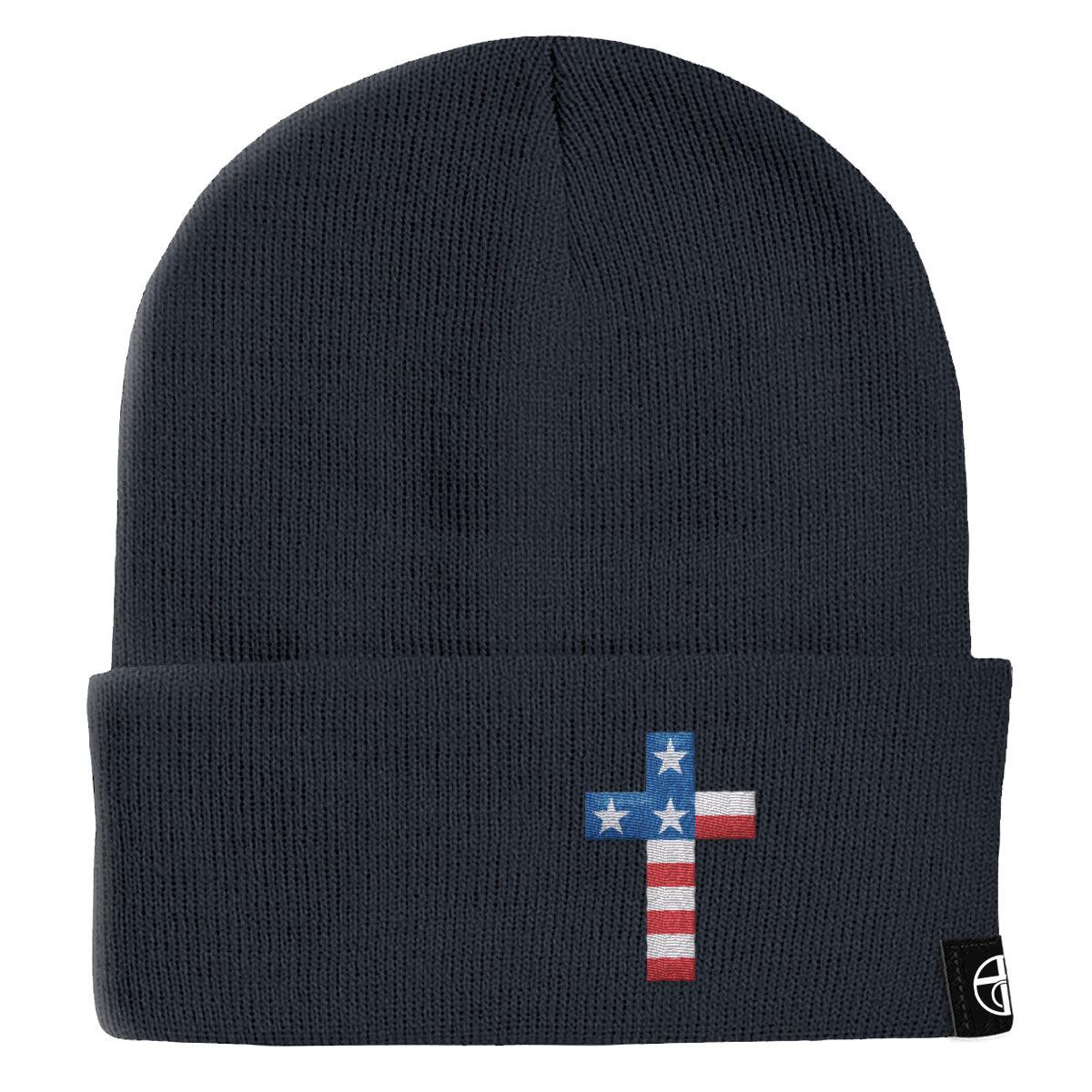 USA Flag Cross Beanies - Our True God