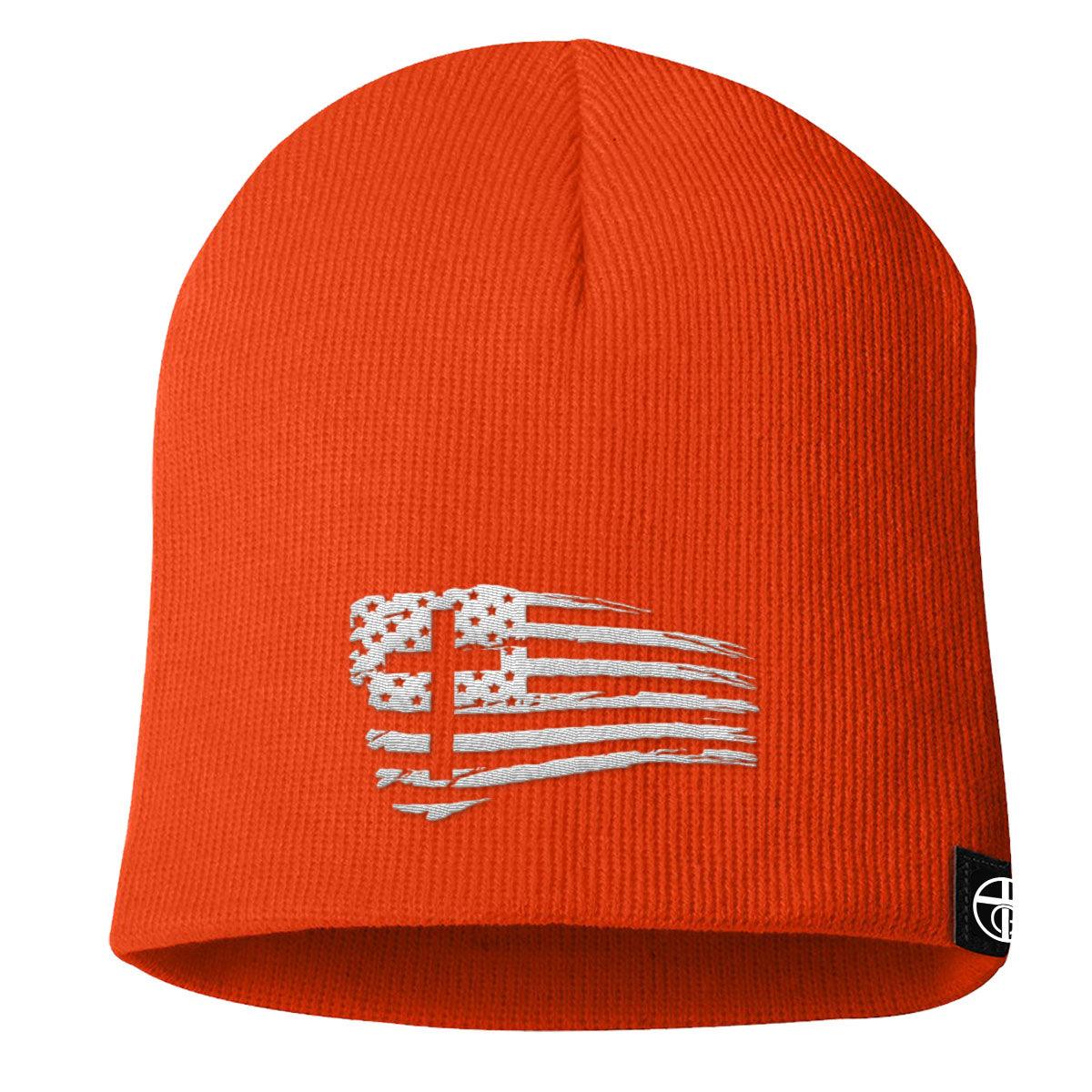 Tattered Flag Cross Beanies - Our True God