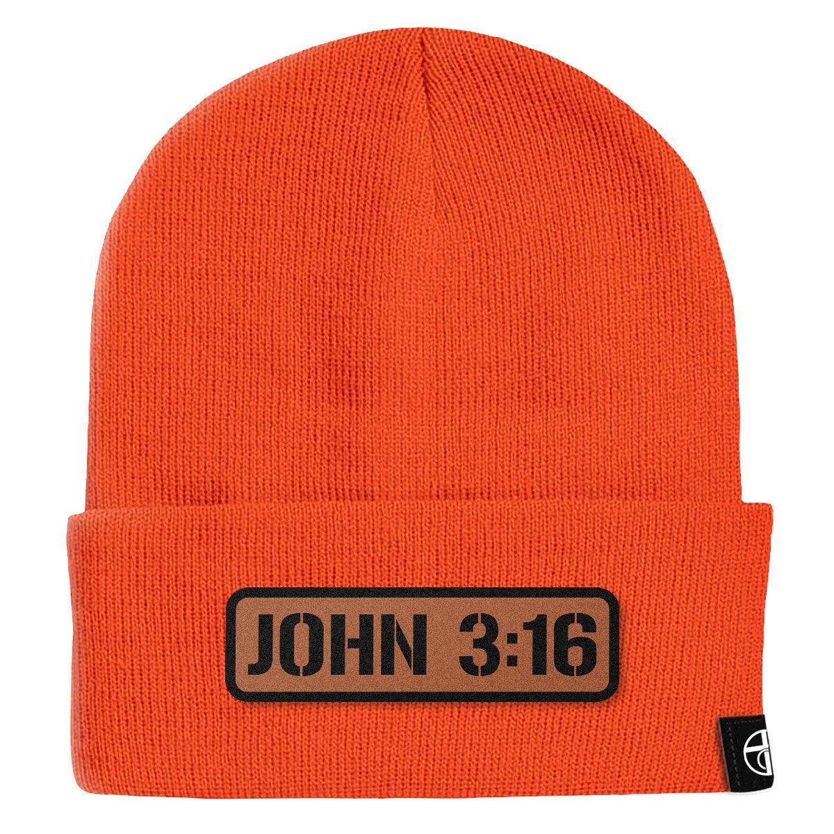 John 3:16 Leather Patch Beanies - Our True God