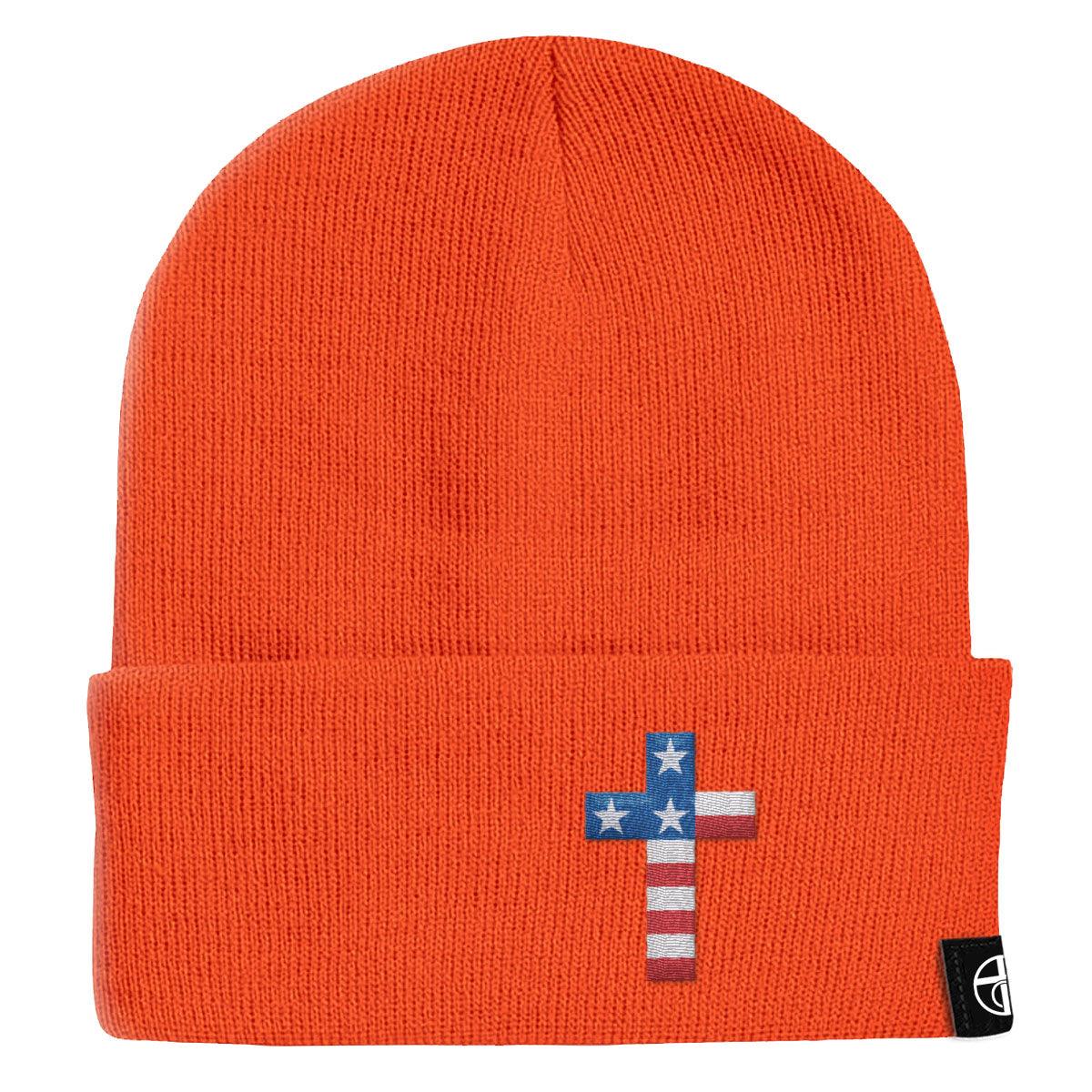 USA Flag Cross Beanies - Our True God