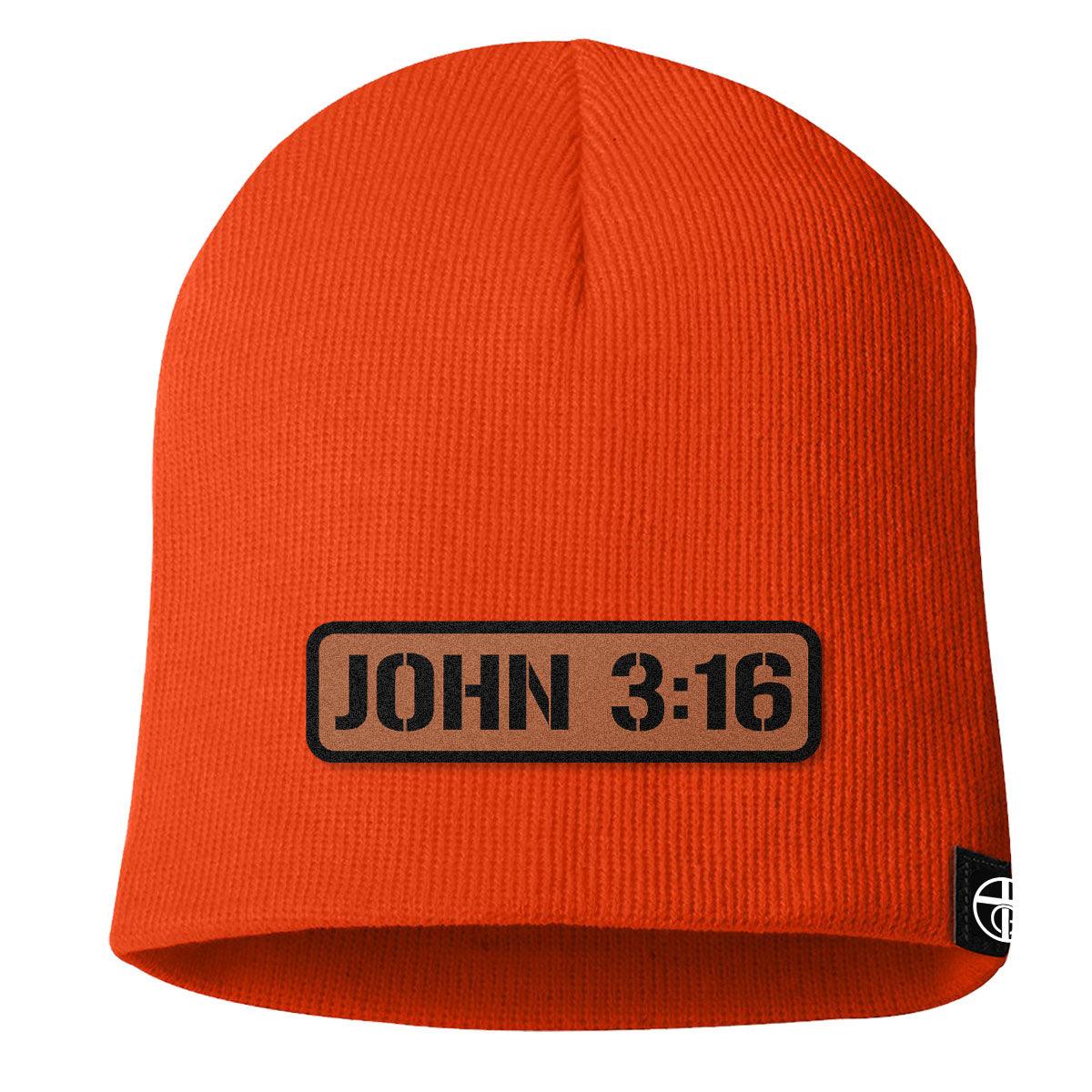 John 3:16 Leather Patch Beanies - Our True God