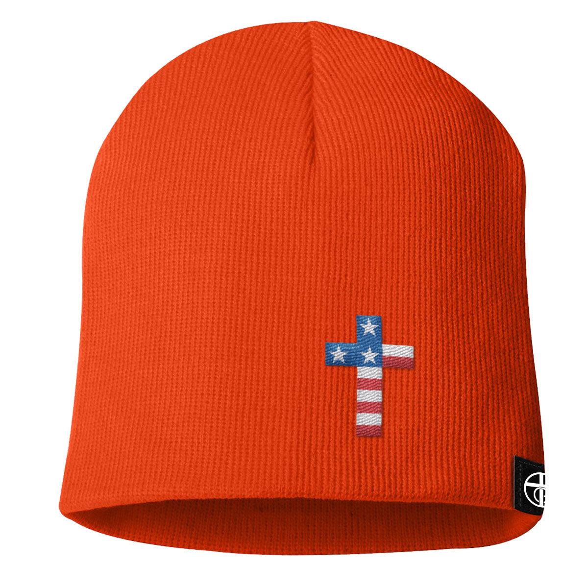 USA Flag Cross Beanies - Our True God