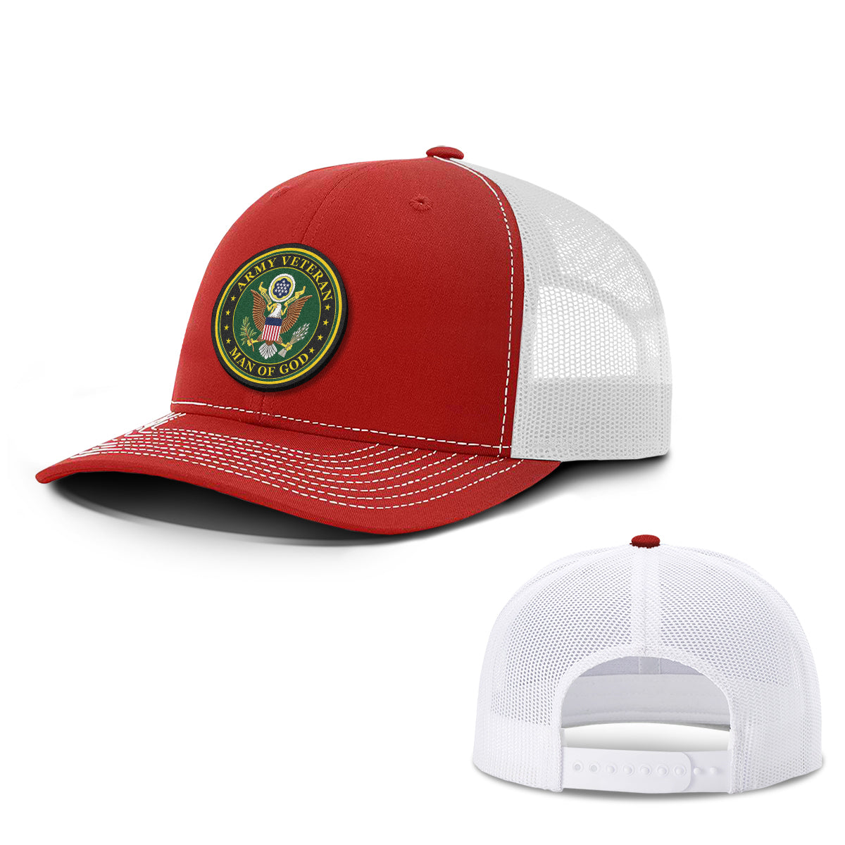 Army Veteran -Man Of God Patch Hats