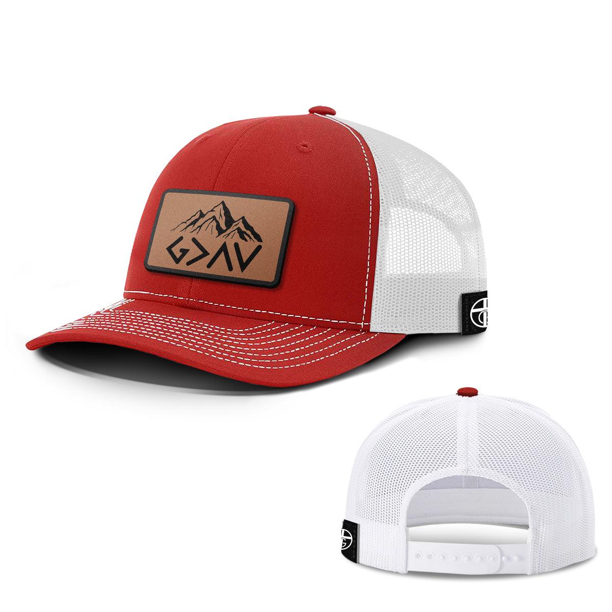 God Is Greater Than The Highs And Lows Mountain Leather Patch Hats - Our True God