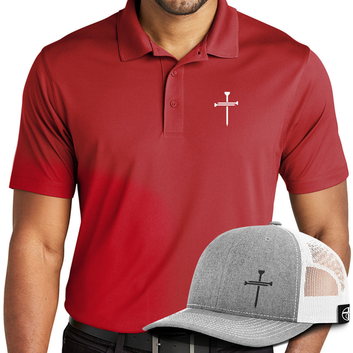 3 Nail Cross Performance Polo + Hat Bundle