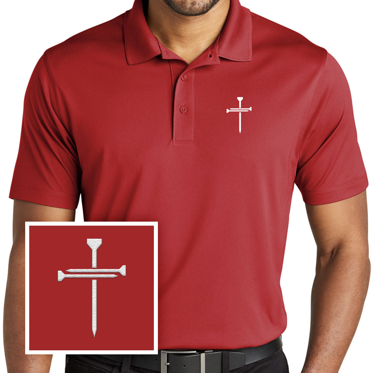 3 Nail Cross Performance Polo Shirt