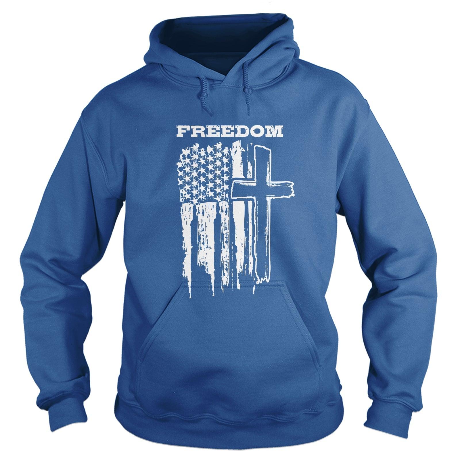 Freedom Cross Vertical Flag Long Sleeve T-Shirt - Our True God