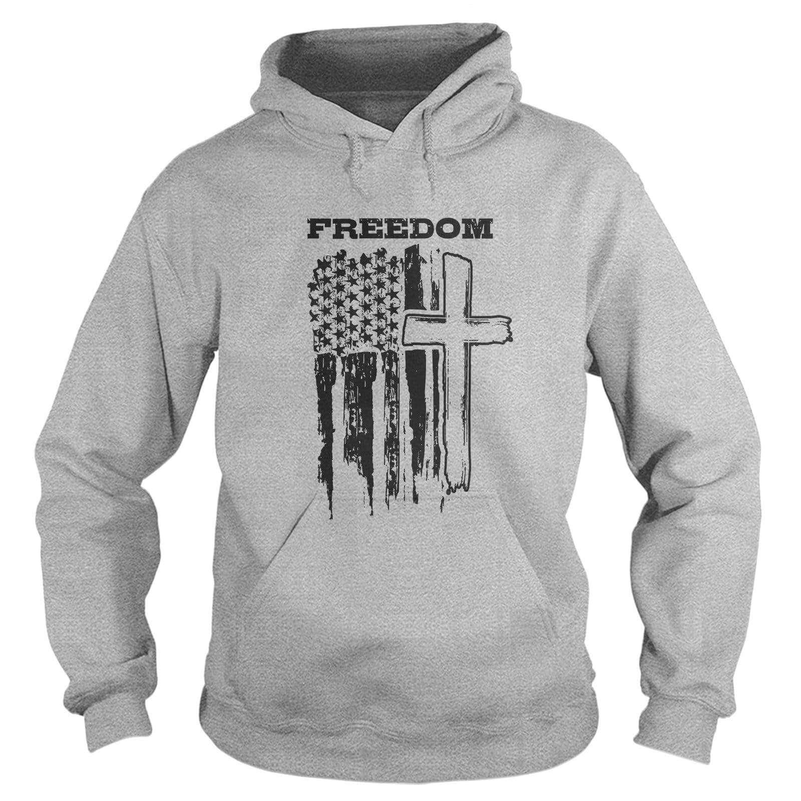 Freedom Cross Vertical Flag Hoodie - Our True God