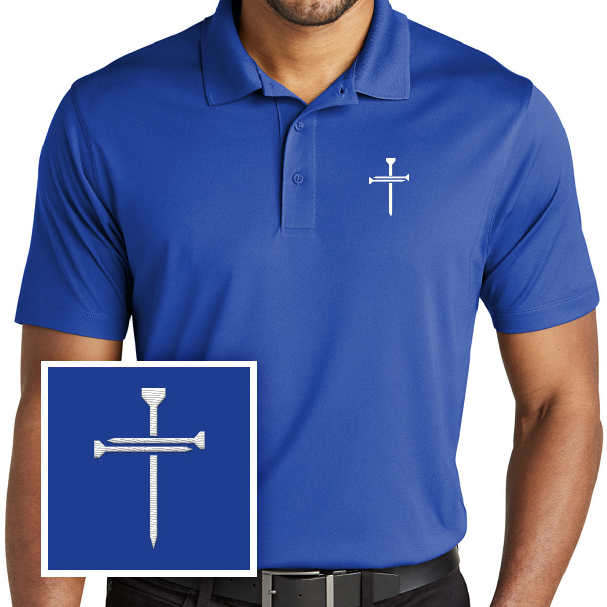 3 Nail Cross Performance Polo Shirt