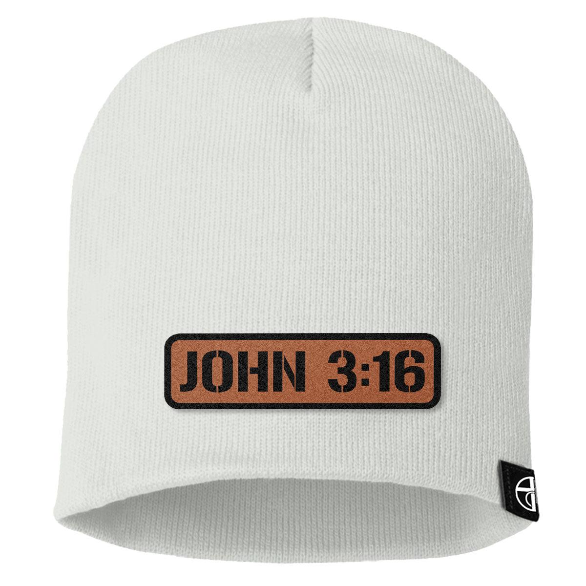 John 3:16 Leather Patch Beanies - Our True God